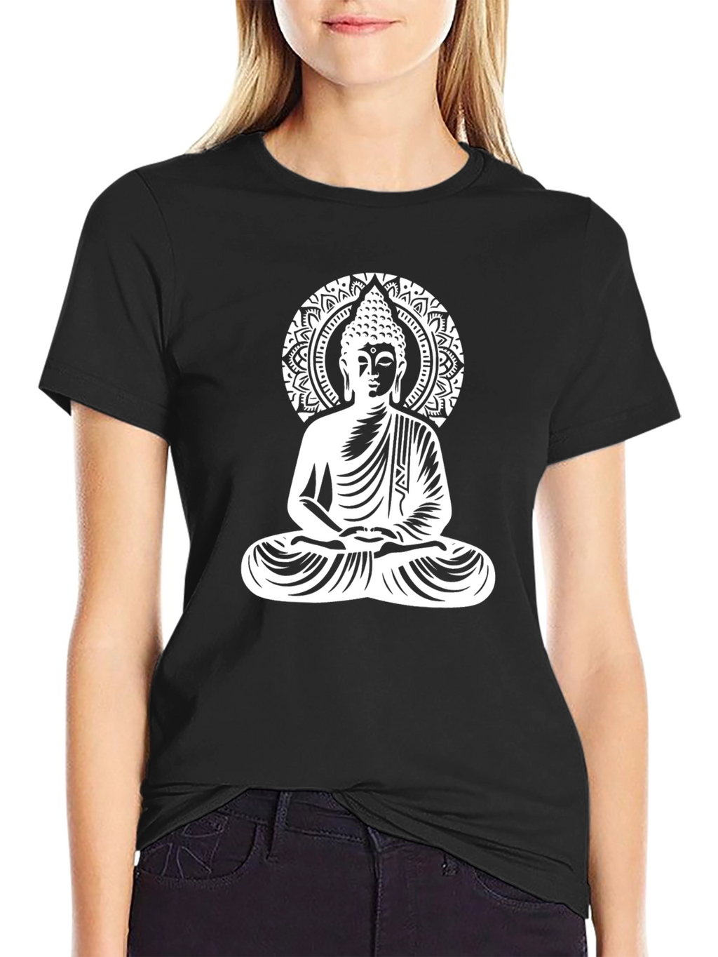 Buddha Graphic Black Tee - Meditate in Style