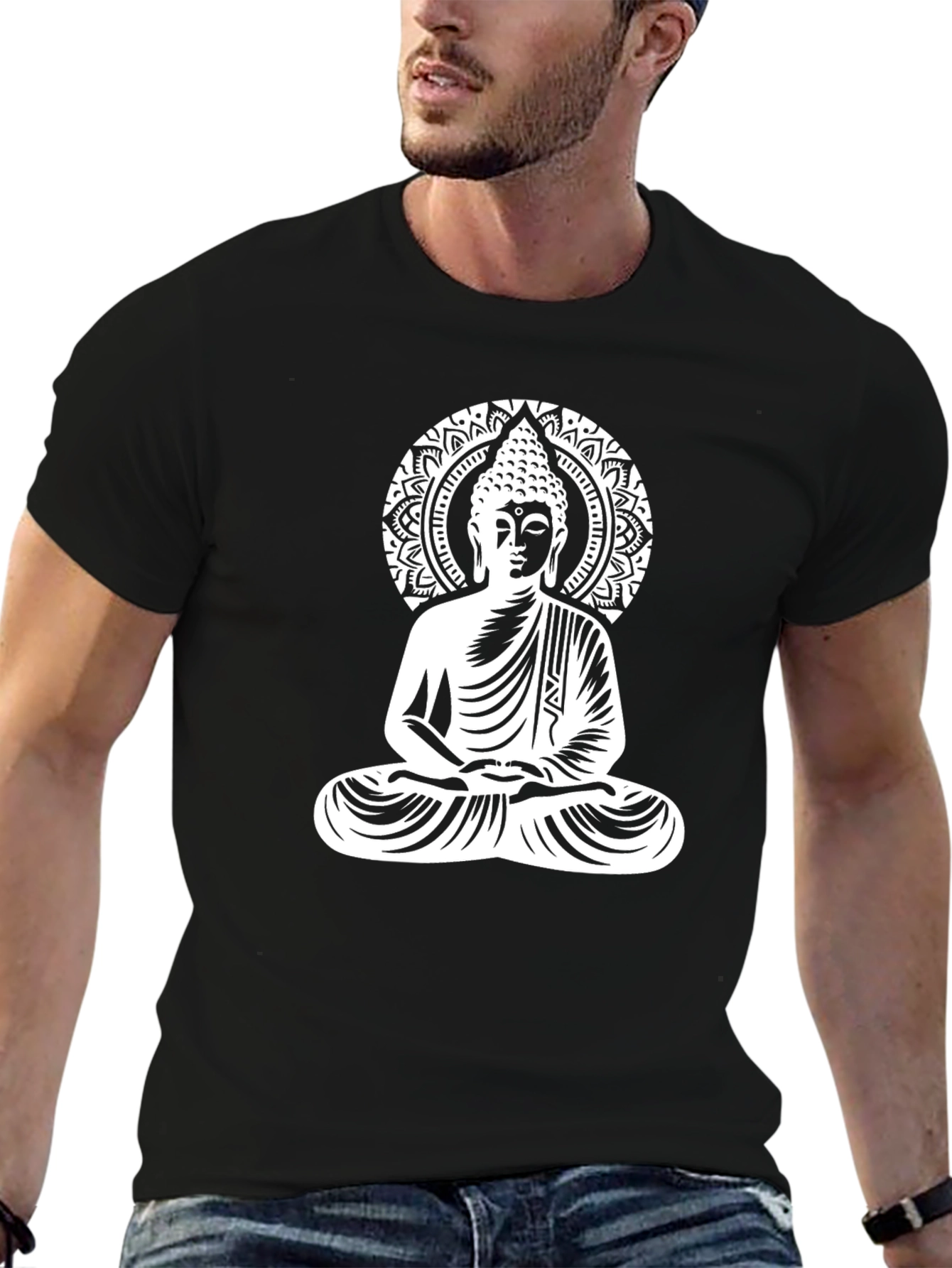 Buddha Graphic Black Tee - Meditate in Style