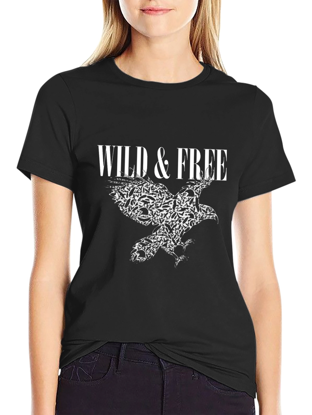 Wild & Free Eagle Graphic Black T-Shirt