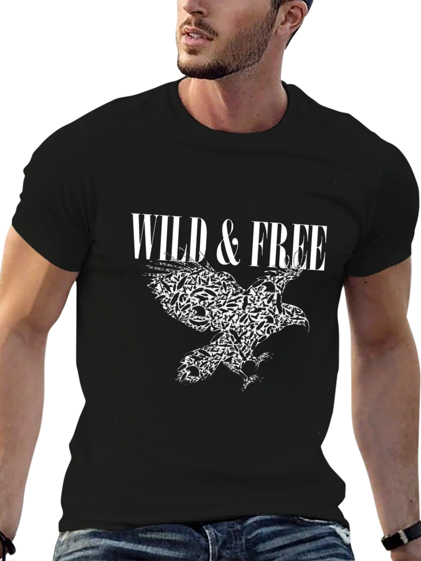 Wild & Free Eagle Graphic Black T-Shirt