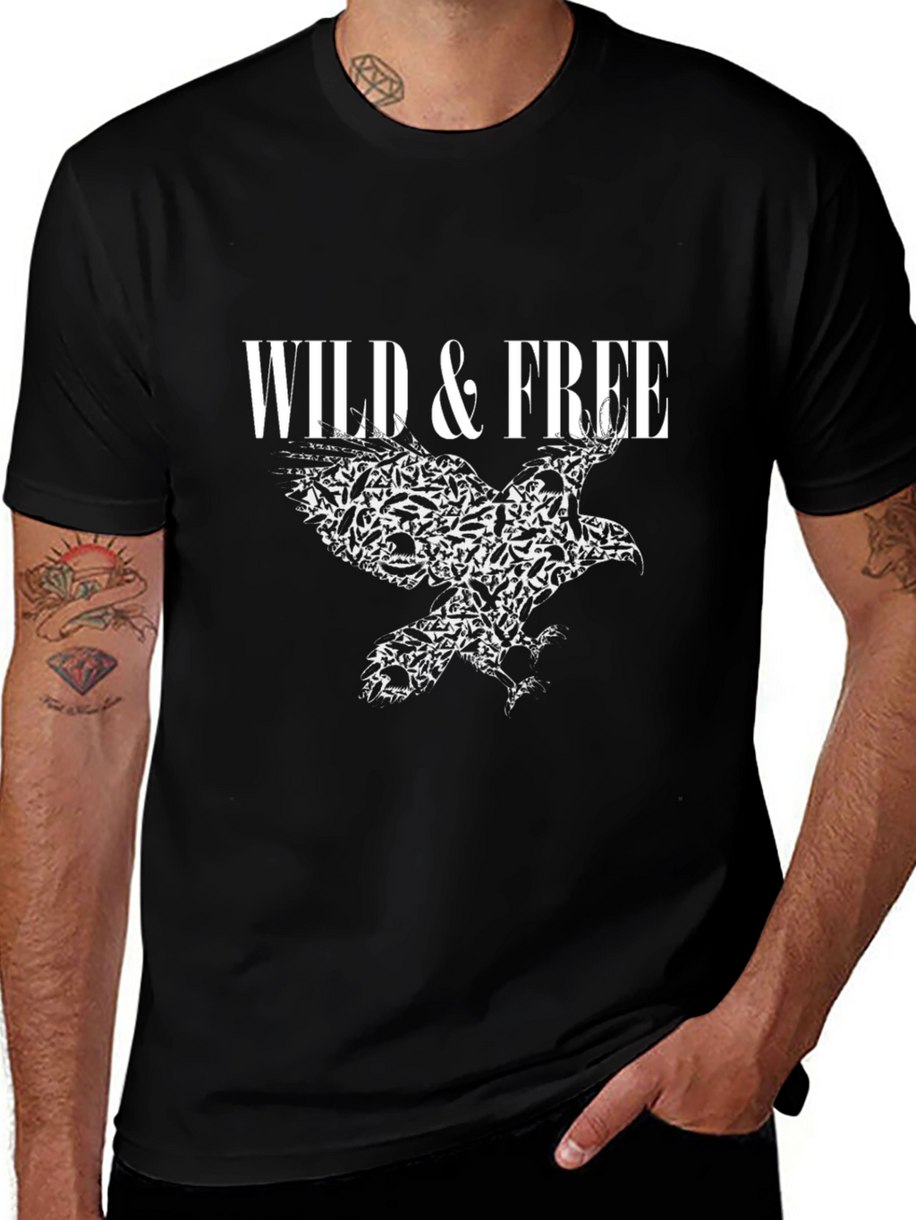 Wild & Free Eagle Graphic Black T-Shirt