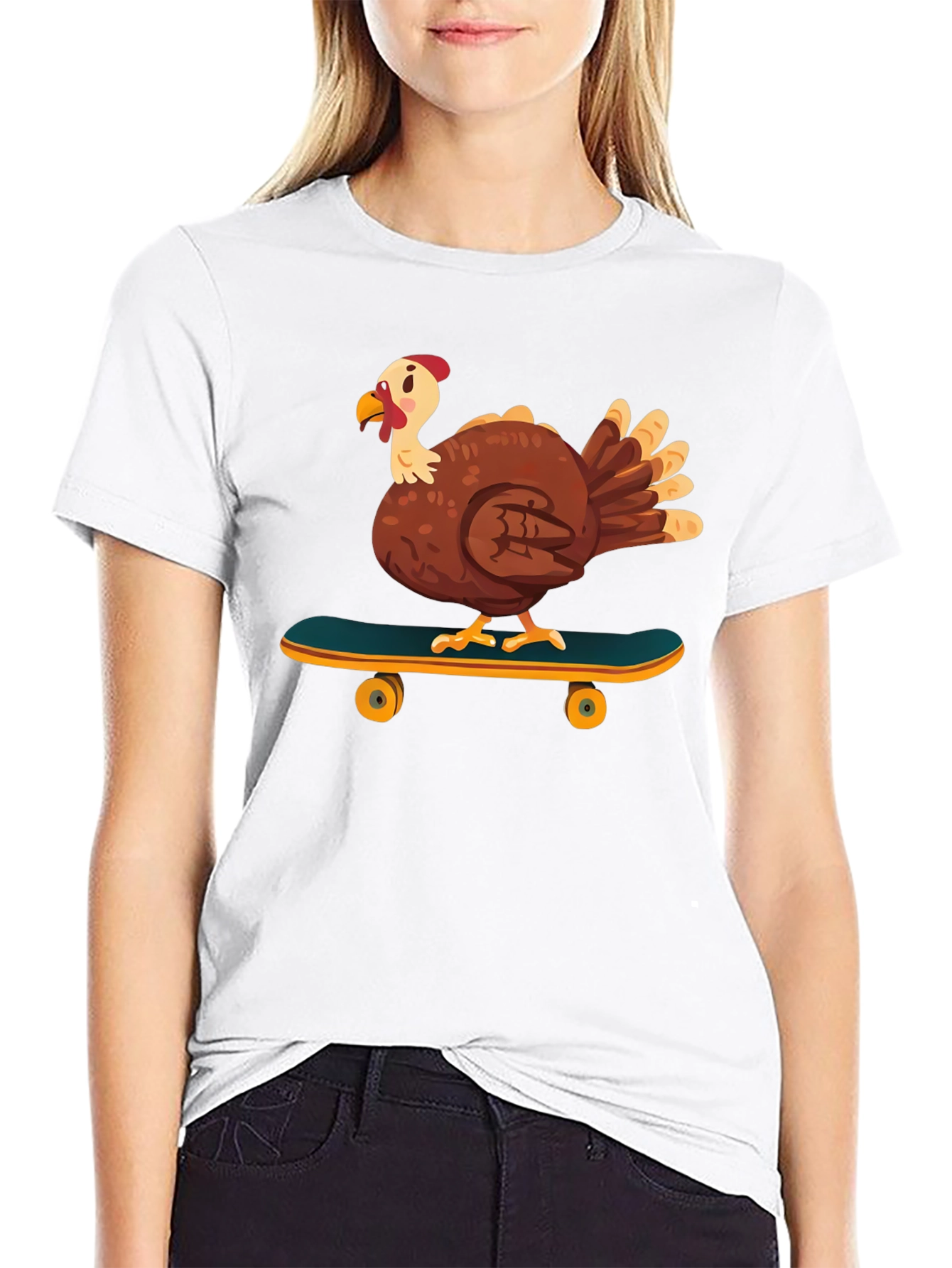 Skateboarding Turkey Graphic Tee - Cool Thanksgiving Shirt