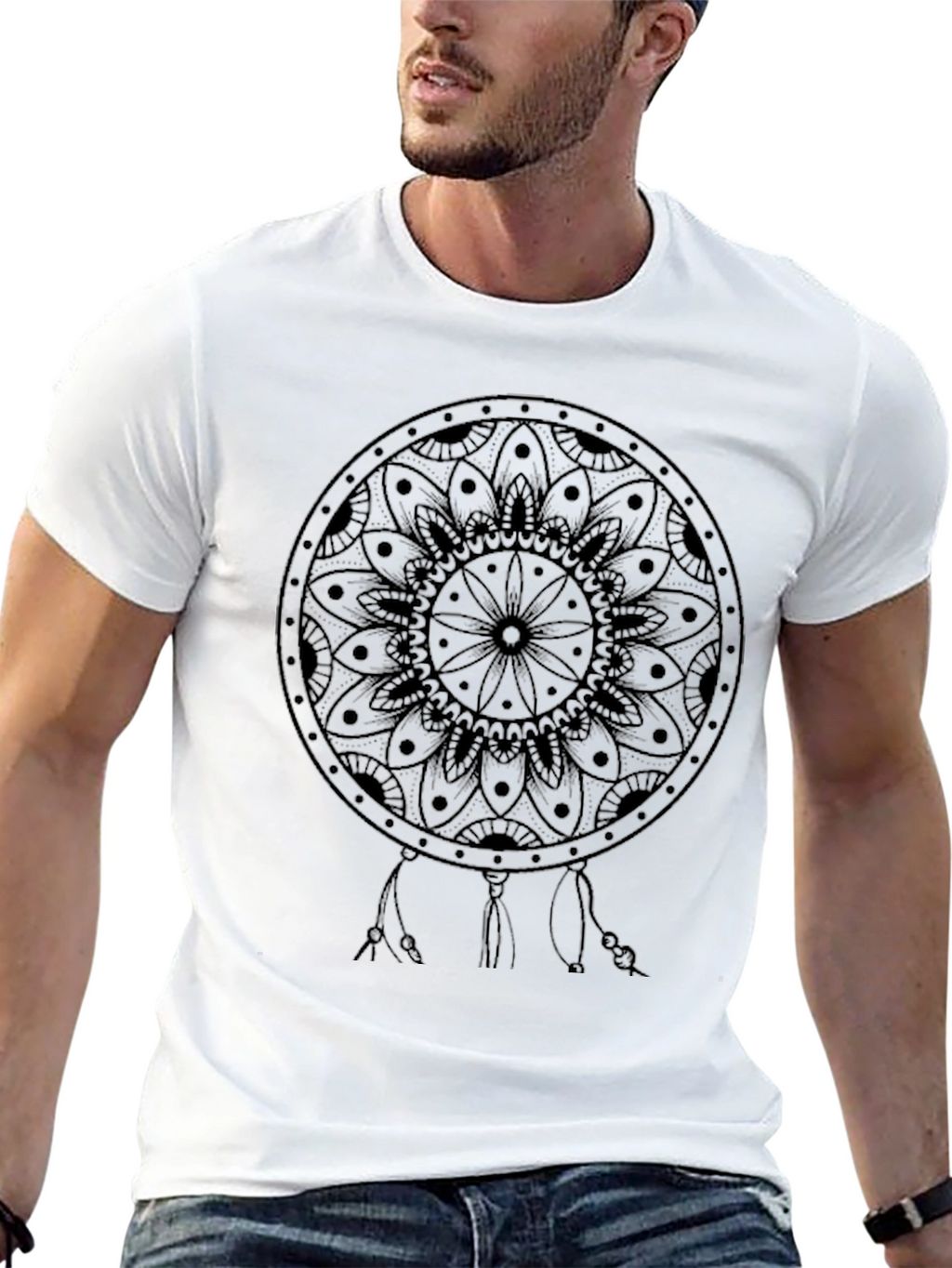 Dreamcatcher Mandala Print Black T-Shirt