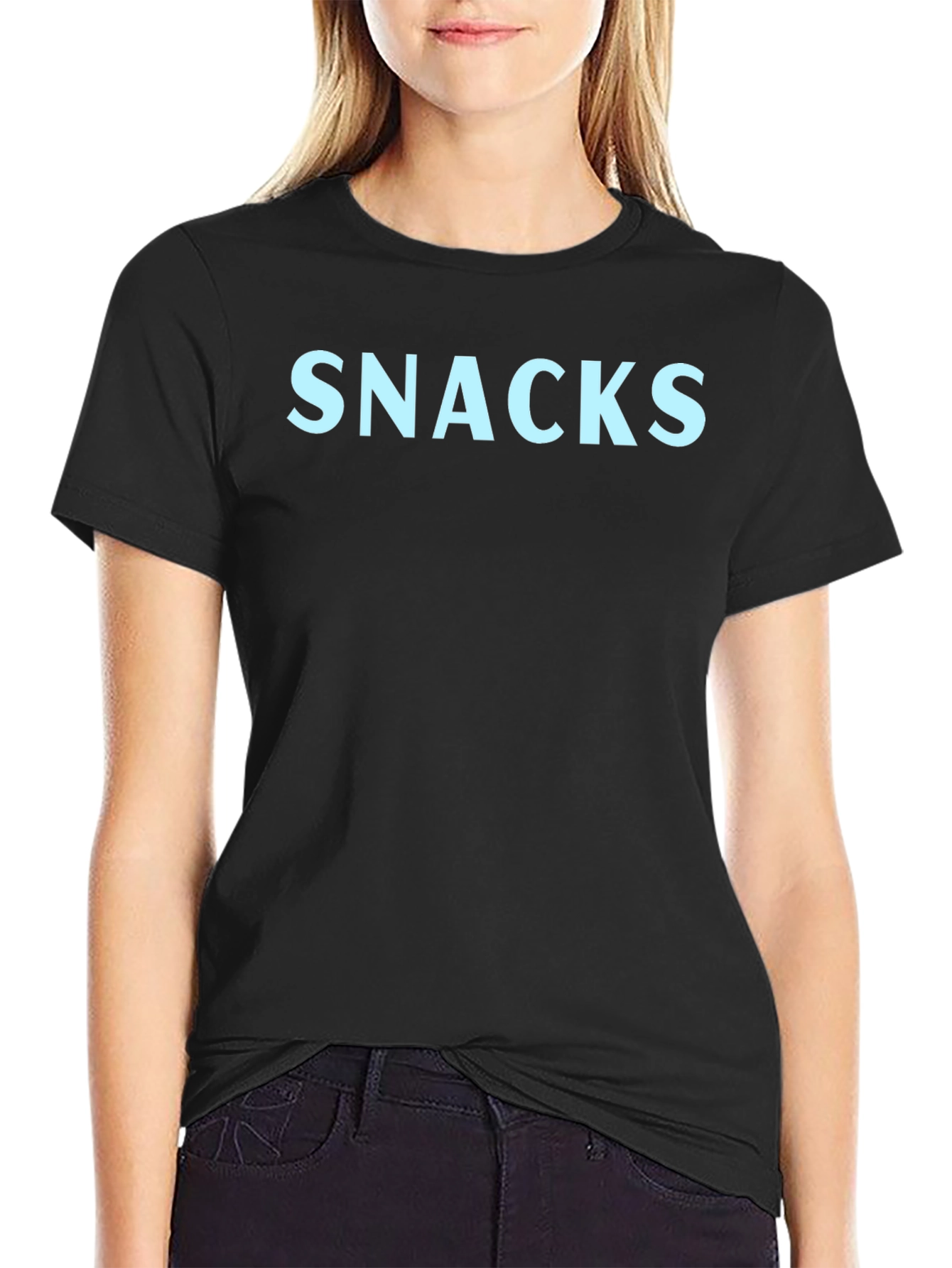 Snacks Graphic Print Black T-Shirt