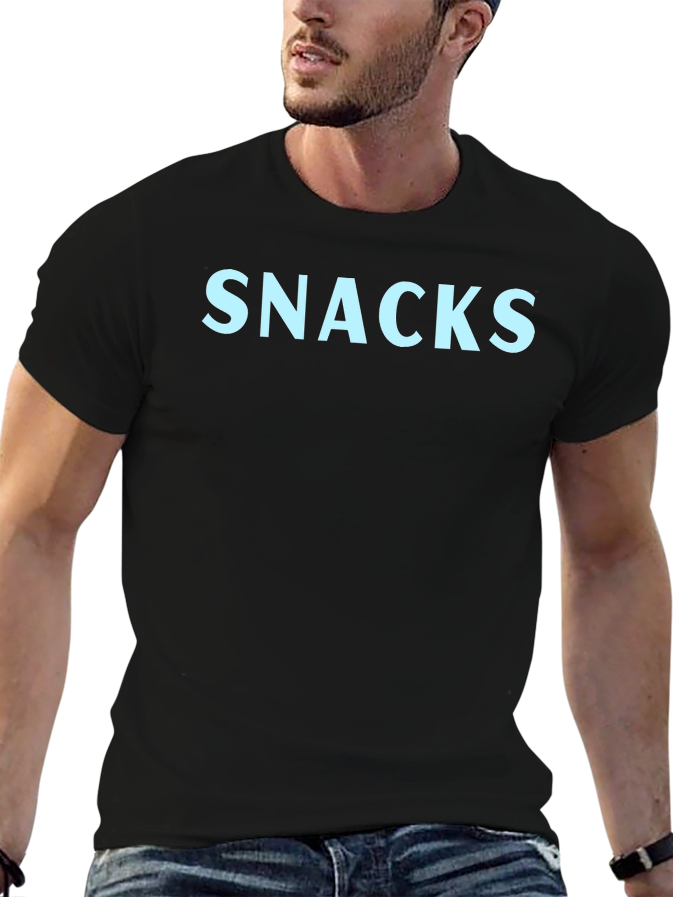 Snacks Graphic Print Black T-Shirt