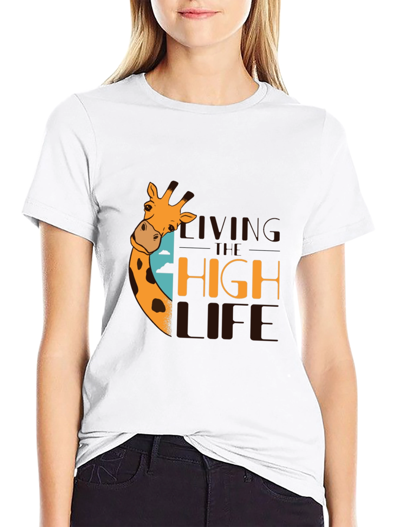Living the High Life Giraffe Graphic T-Shirt