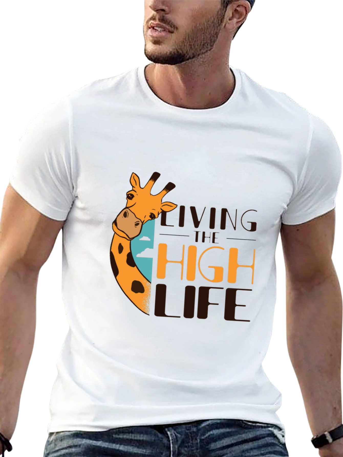 Living the High Life Giraffe Graphic T-Shirt