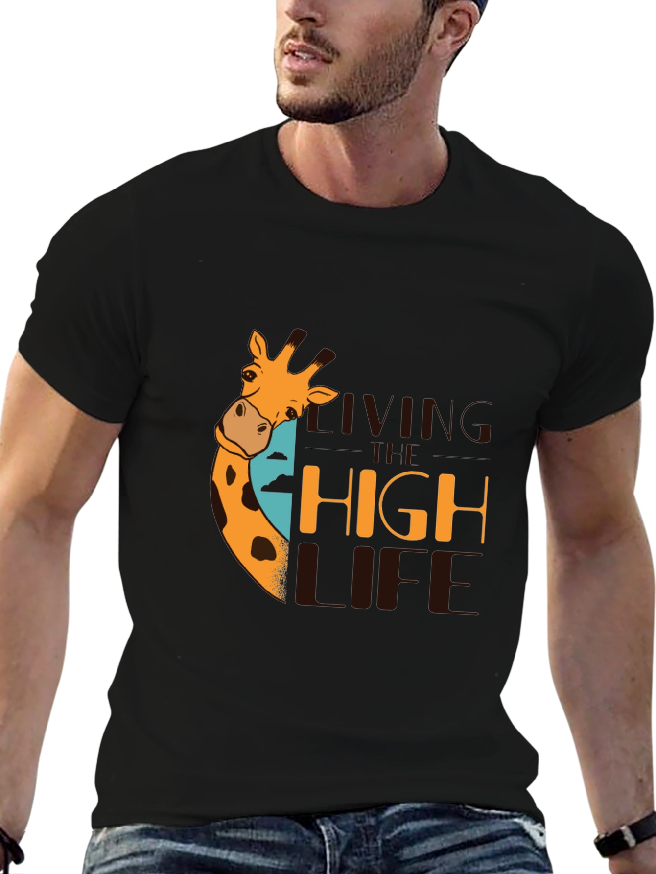 Living the High Life Giraffe Graphic T-Shirt
