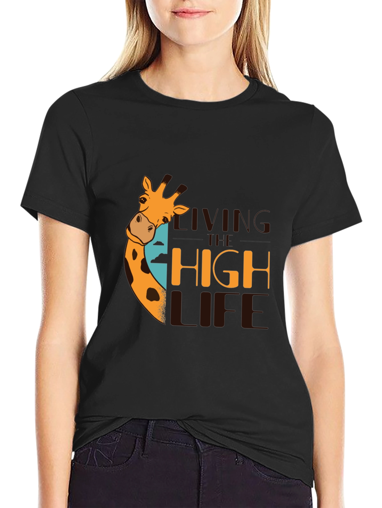 Living the High Life Giraffe Graphic T-Shirt