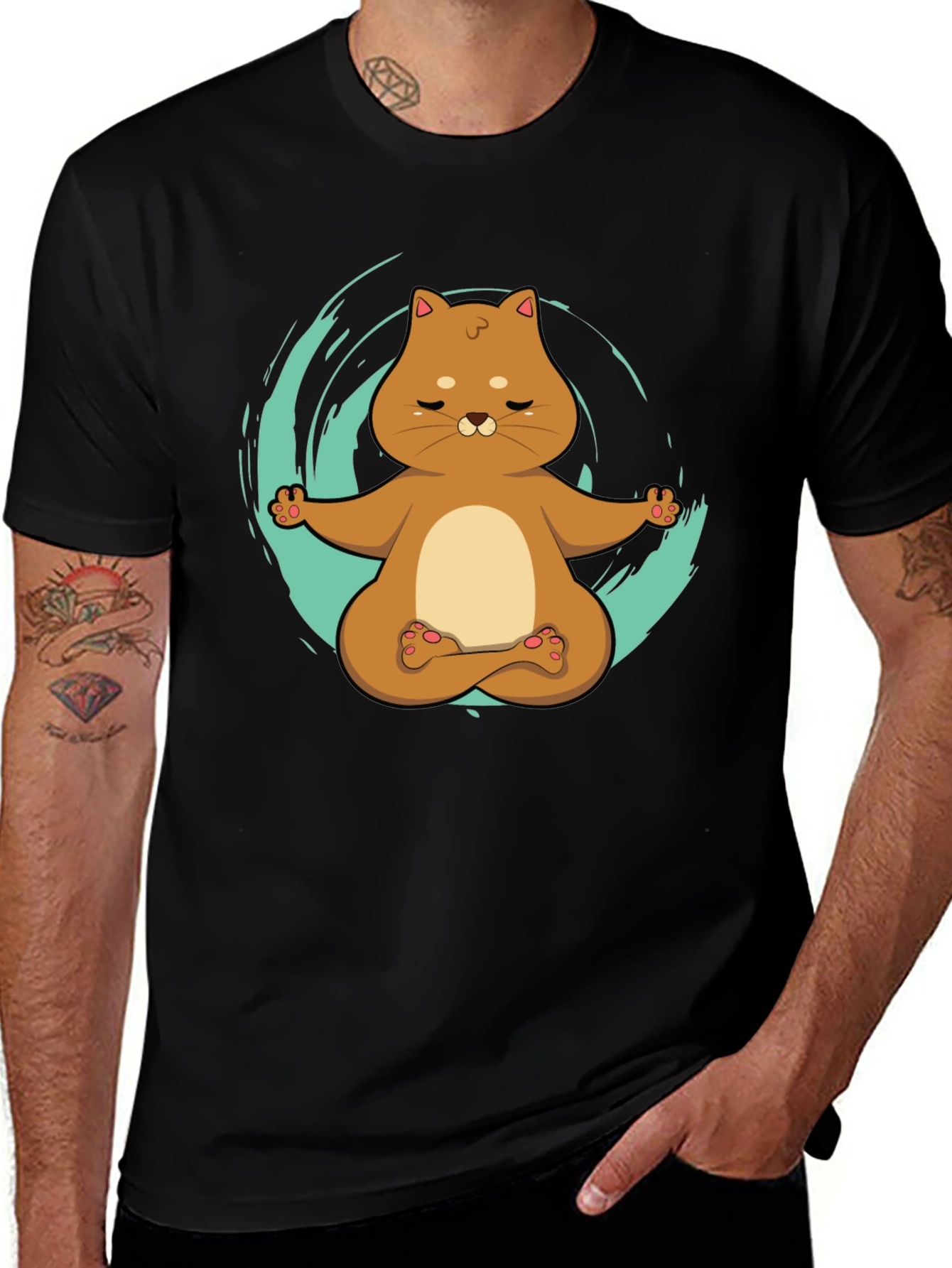 Yoga Cat T-Shirt - Meditating Kitten Design