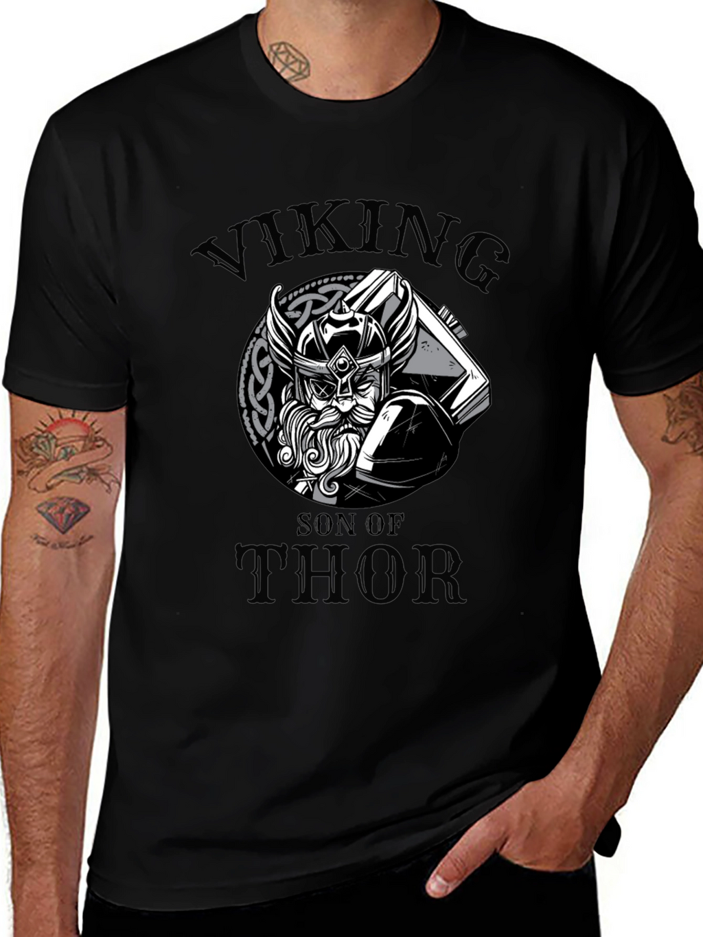 Viking Son of Thor Graphic Tee - Black
