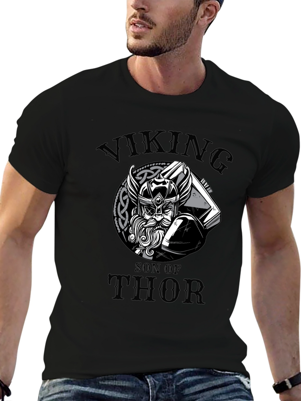 Viking Son of Thor Graphic Tee - Black