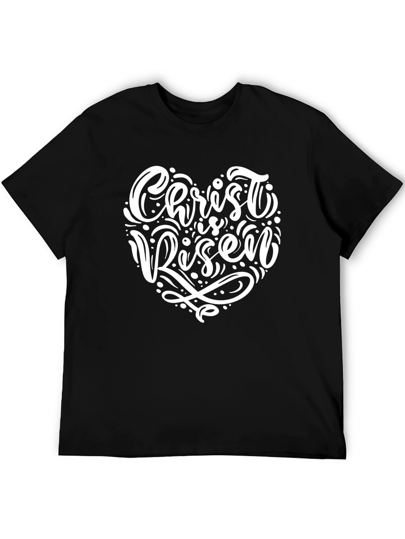 Christ is Risen Heart Graphic Black T-Shirt