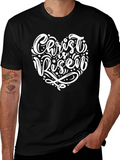 Christ is Risen Heart Graphic Black T-Shirt