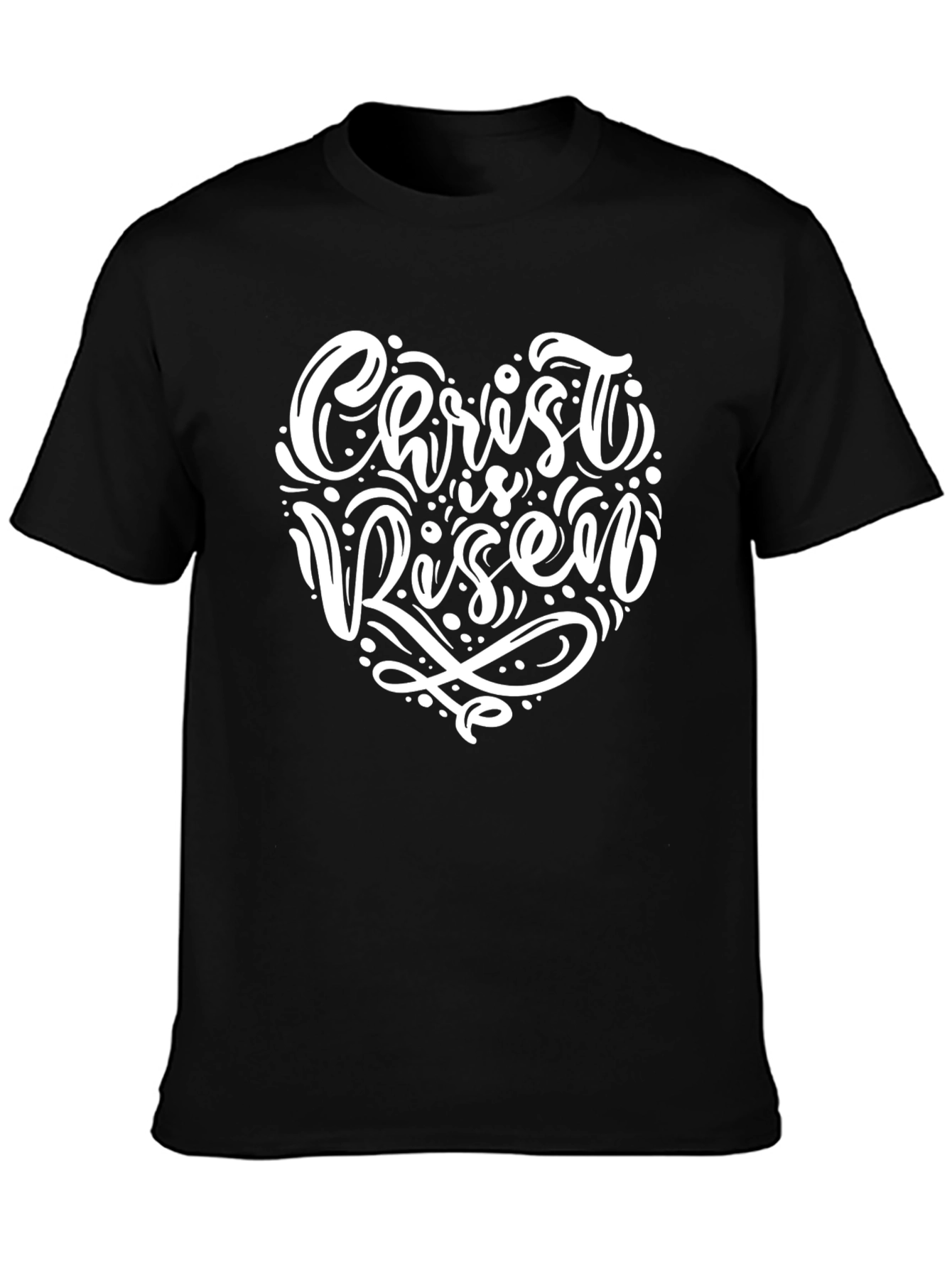 Christ is Risen Heart Graphic Black T-Shirt