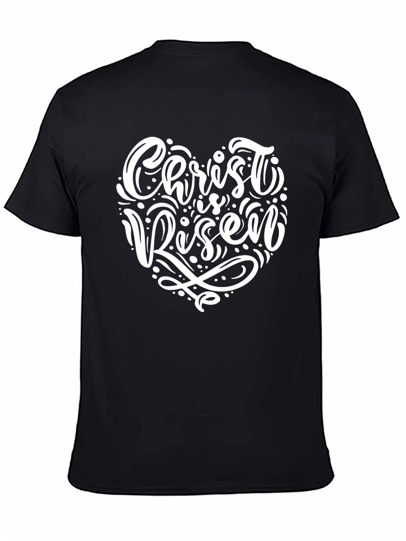 Christ is Risen Heart Graphic Black T-Shirt