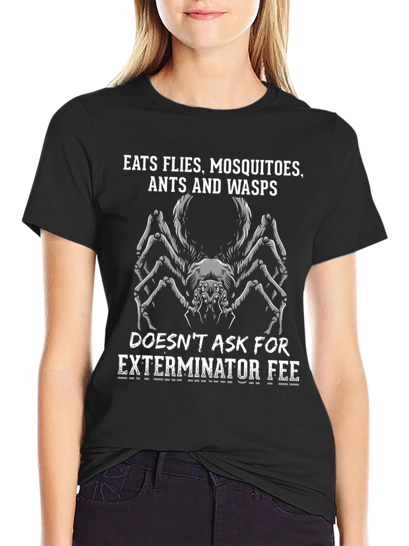 Eats Flies Spider Graphic Tee - Exterminator Humor