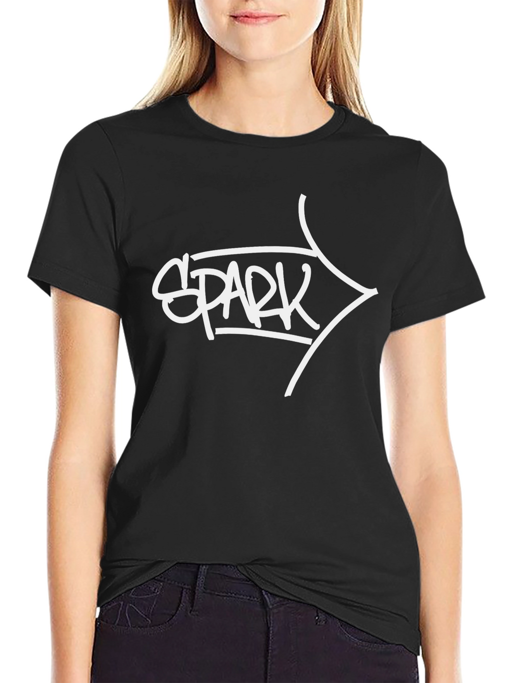 Spark Graphic Tee - Stylish Black Cotton T-Shirt