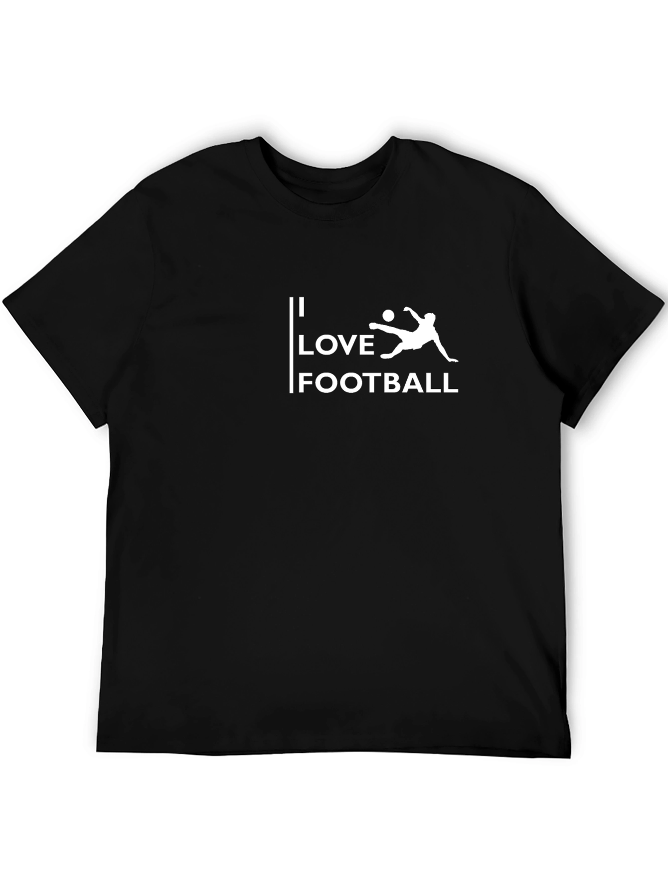 I Love Football Graphic Tee - Black Cotton Casual T-Shirt