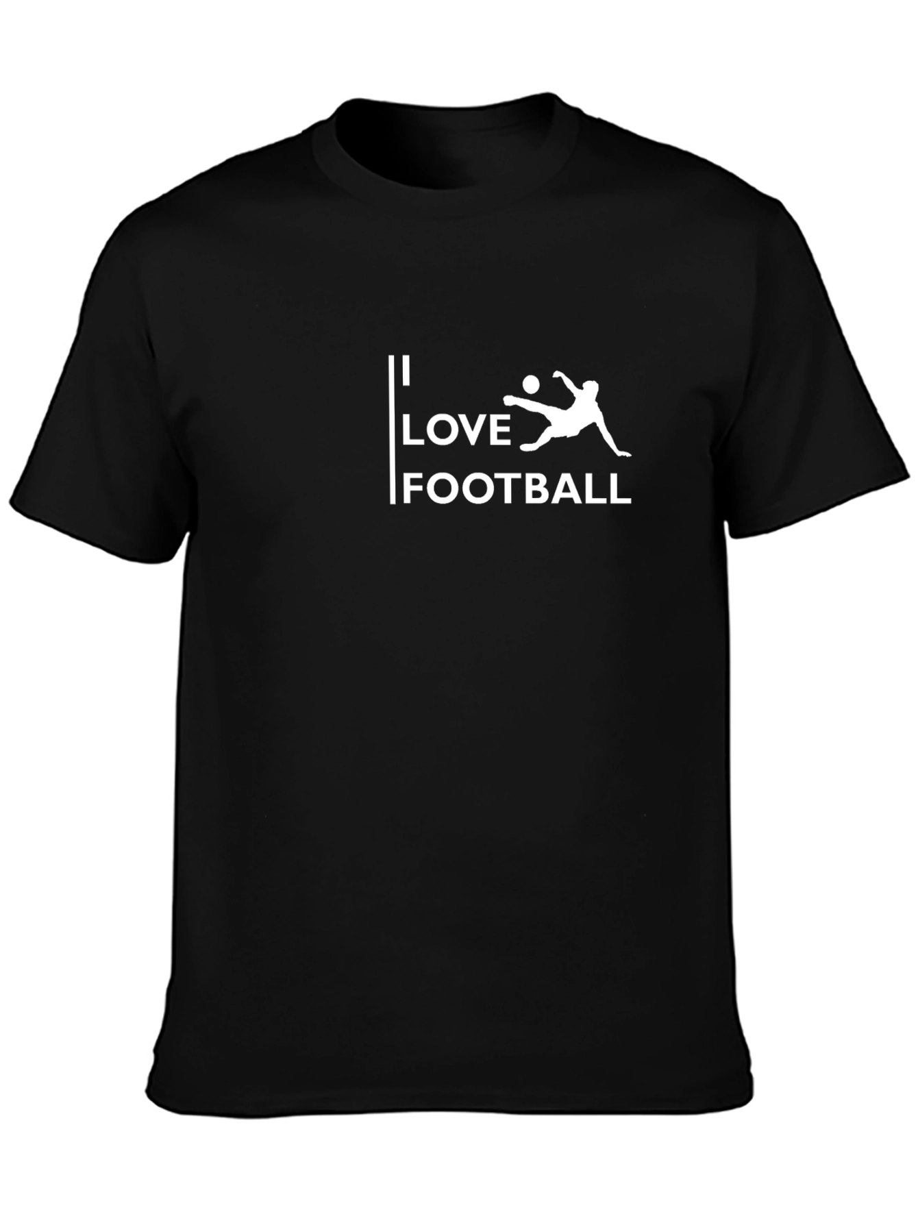 I Love Football Graphic Tee - Black Cotton Casual T-Shirt