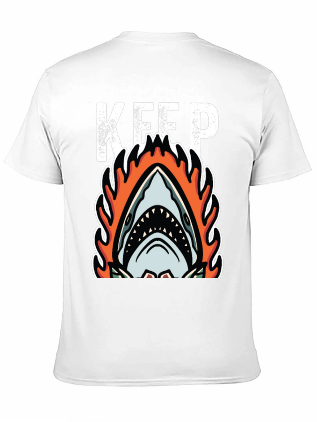 Fiery Shark Graphic Tee - Keep Swimming Black T-Shirt