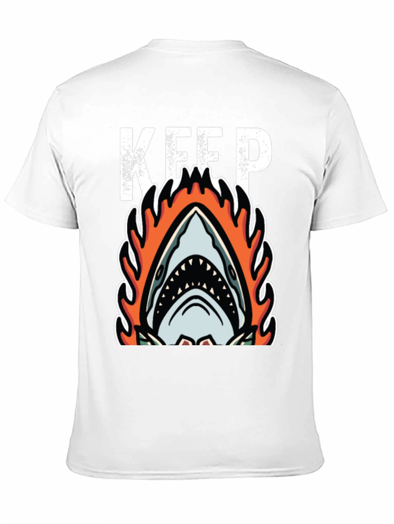 Fiery Shark Graphic Tee - Keep Swimming Black T-Shirt