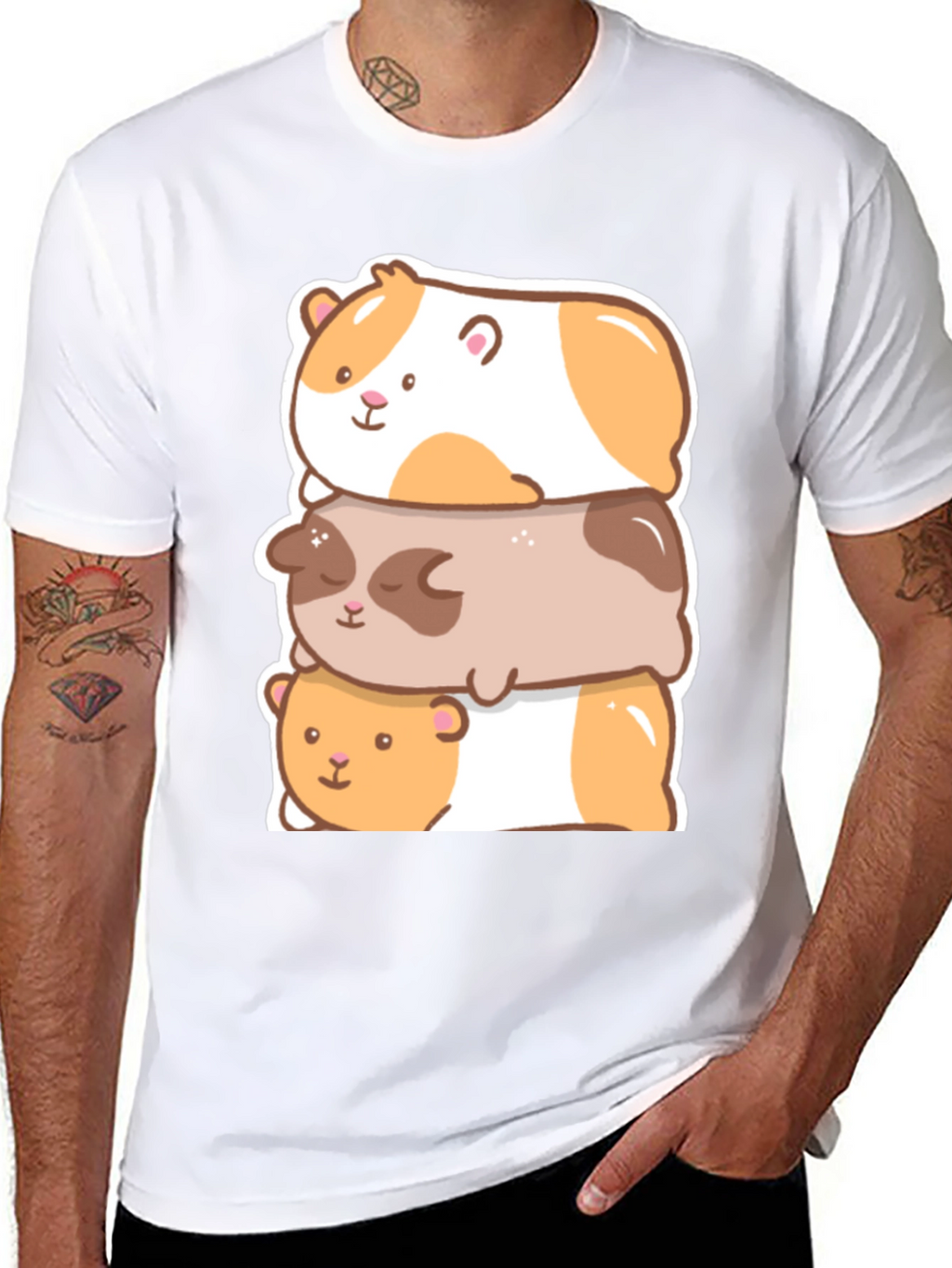 Cute Guinea Pig Stack Graphic T-Shirt