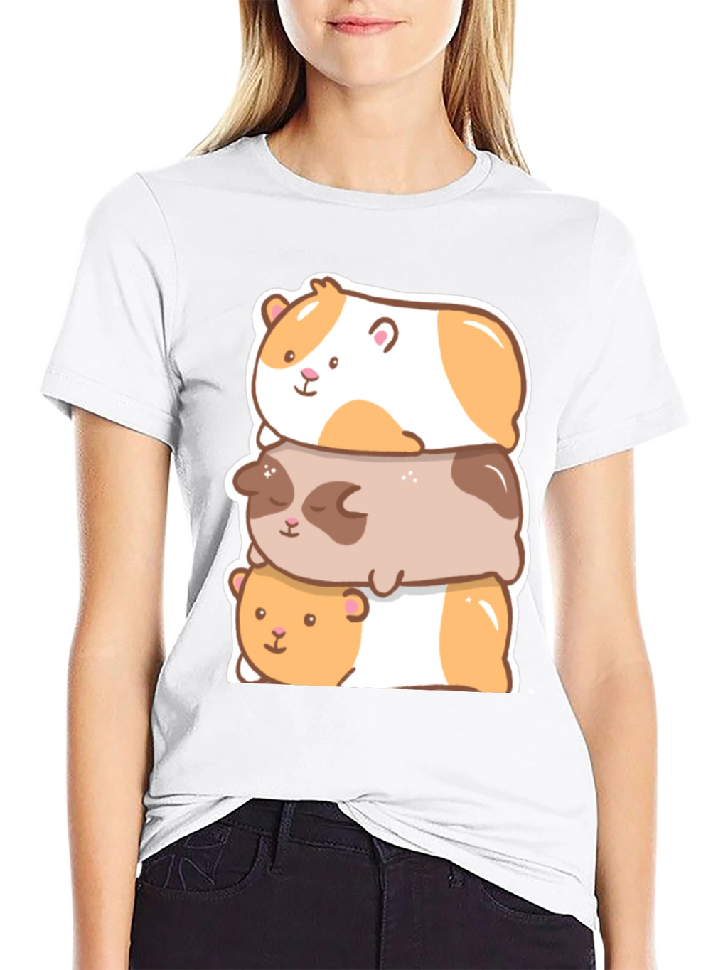 Cute Guinea Pig Stack Graphic T-Shirt