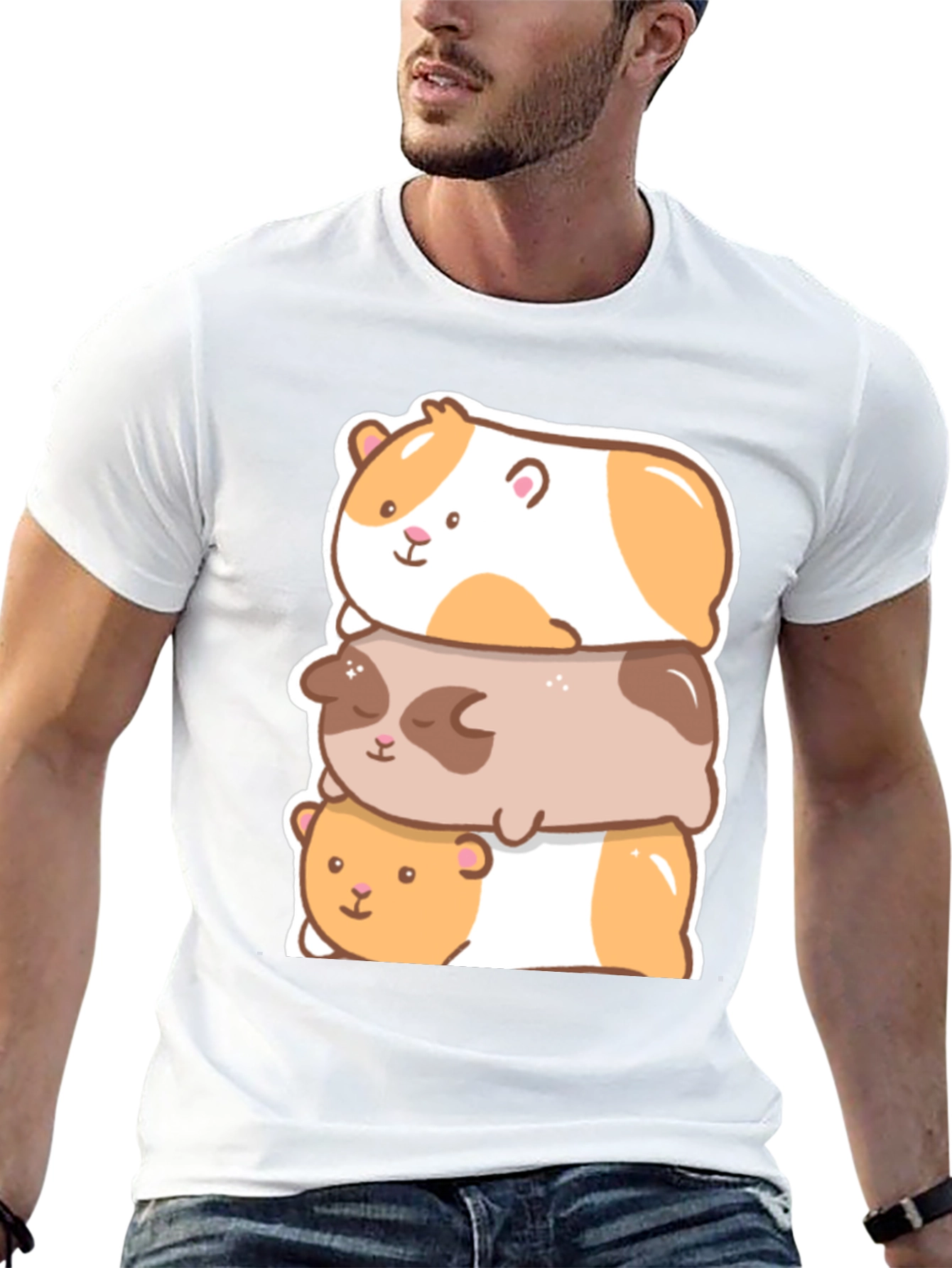 Cute Guinea Pig Stack Graphic T-Shirt