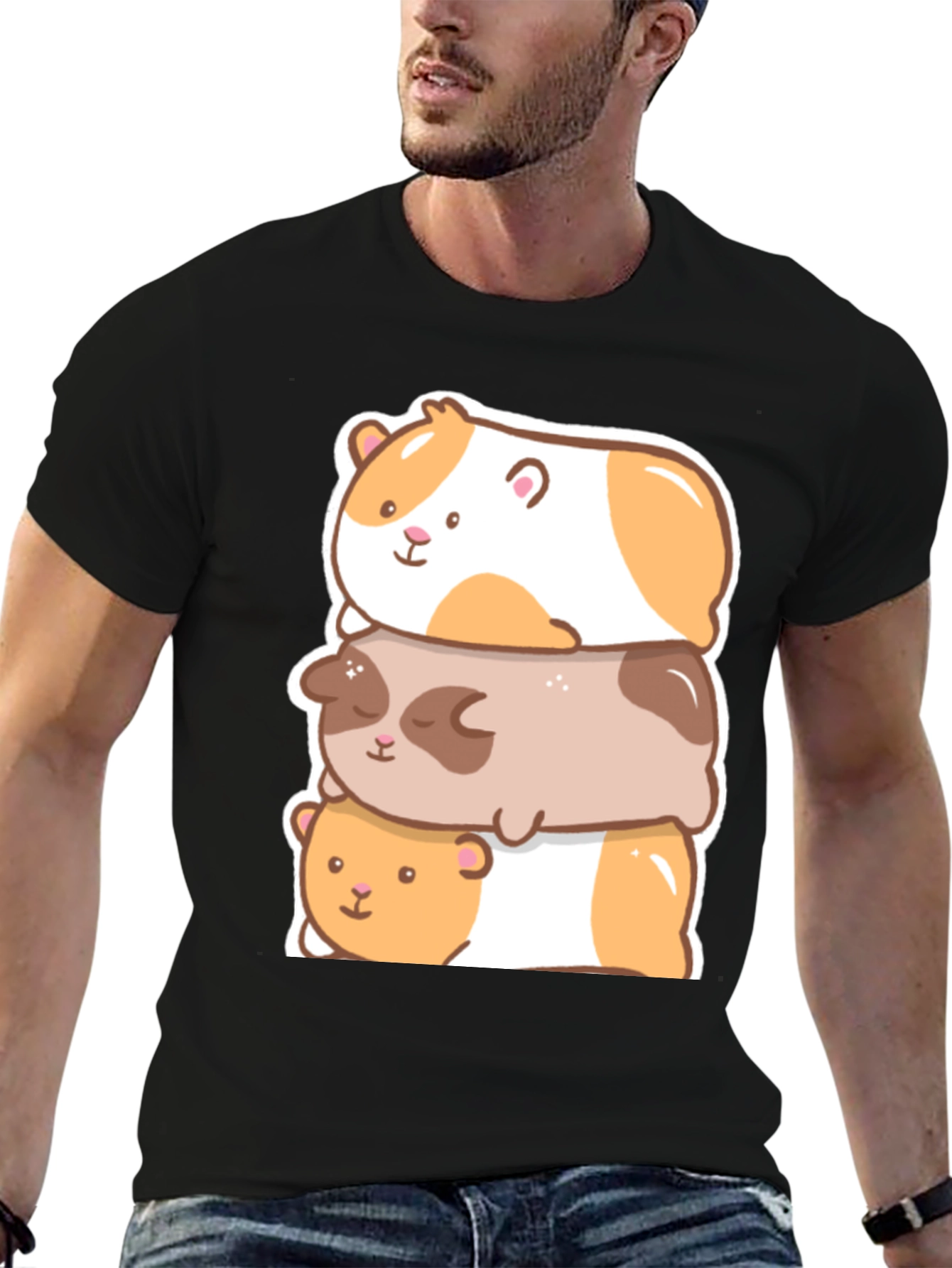 Cute Guinea Pig Stack Graphic T-Shirt