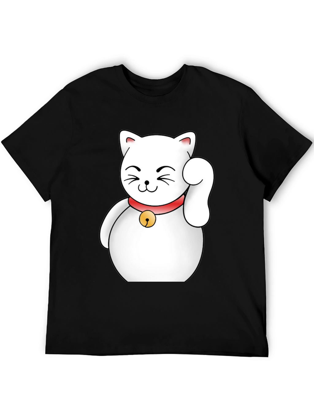 Lucky Cat Graphic T-Shirt - Black Cotton Tee