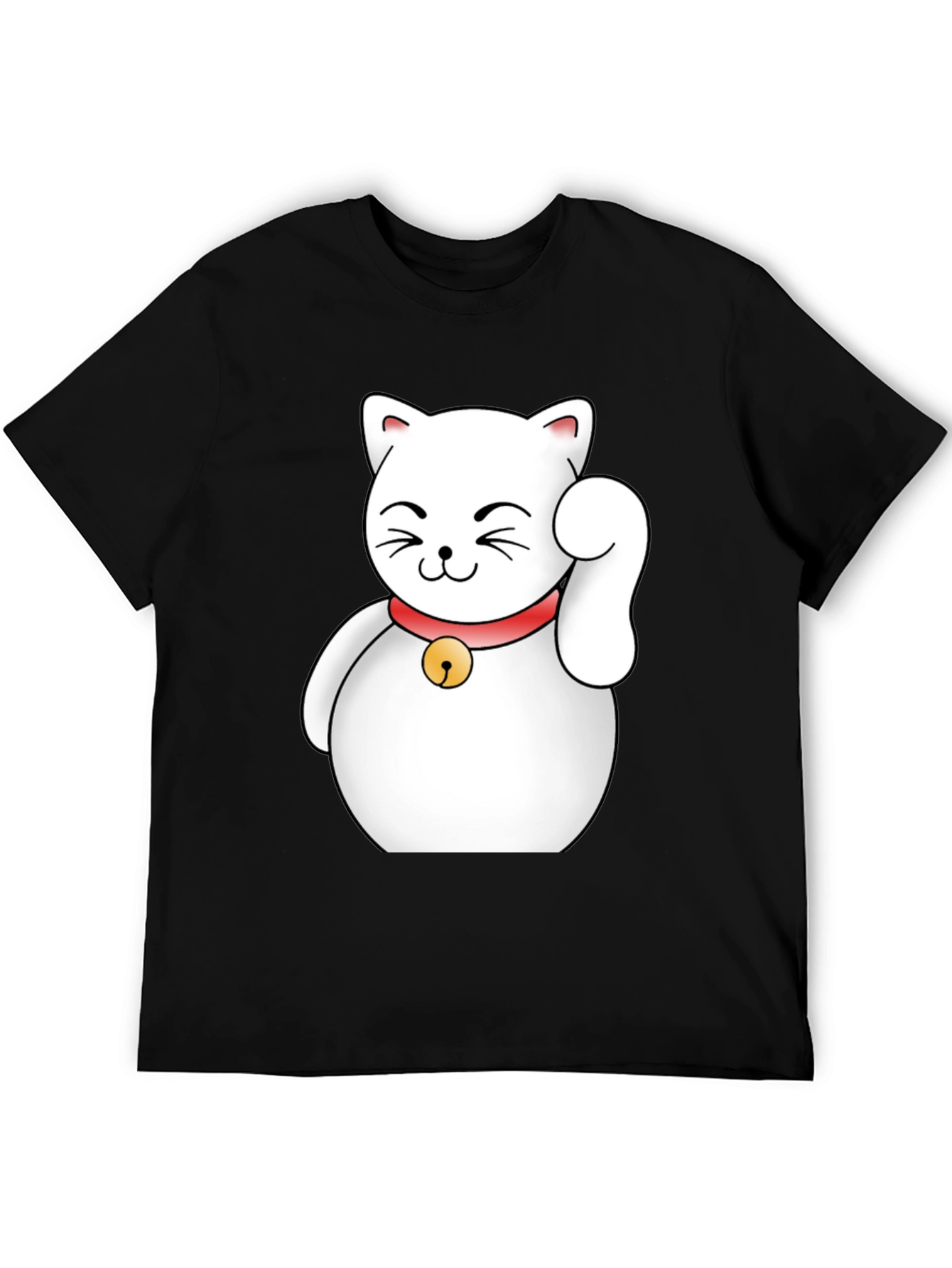 Lucky Cat Graphic T-Shirt - Black Cotton Tee