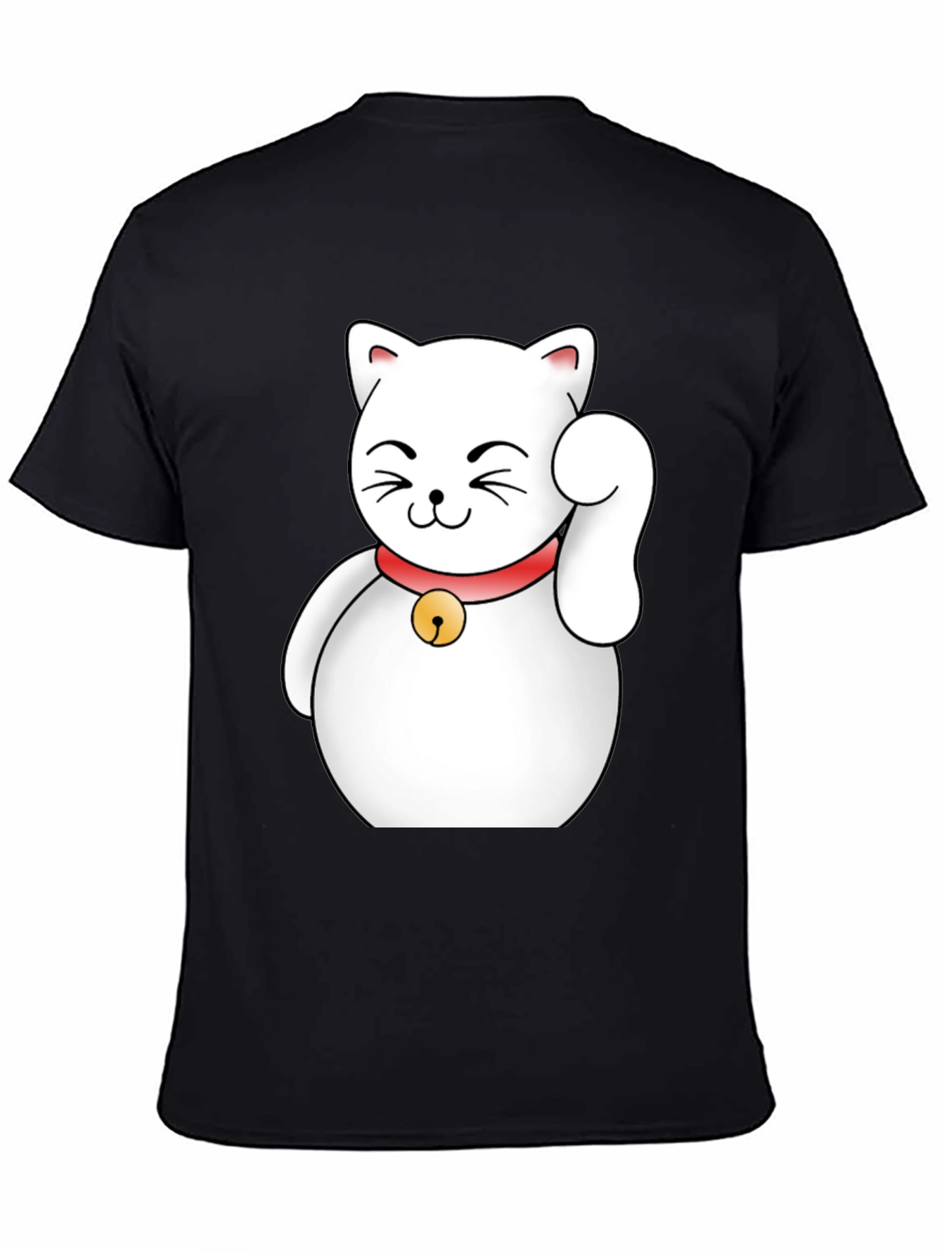 Lucky Cat Graphic T-Shirt - Black Cotton Tee