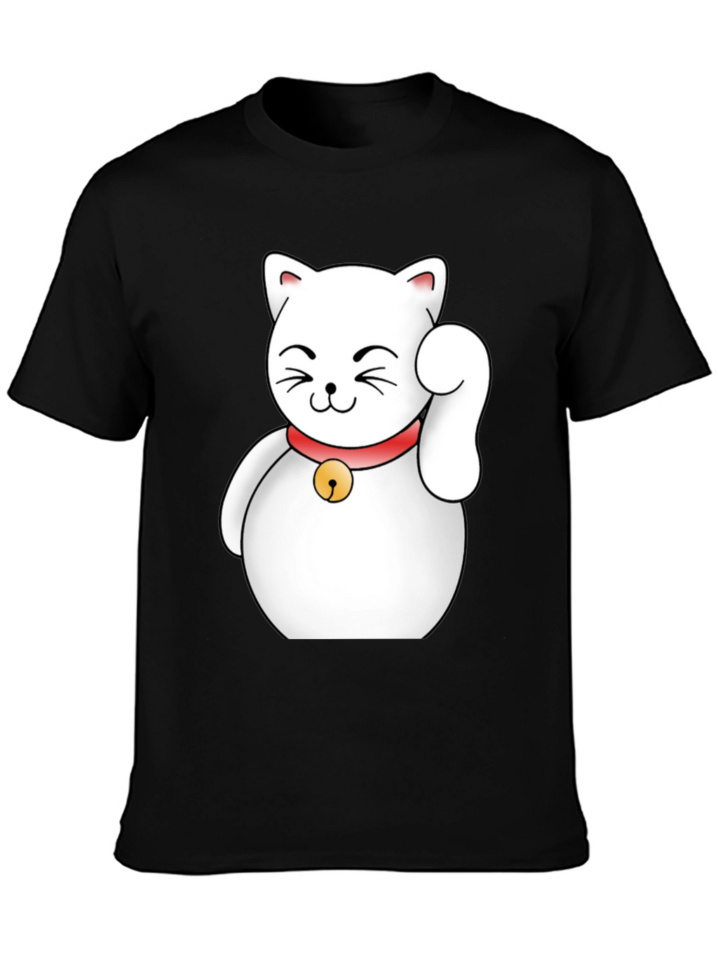 Lucky Cat Graphic T-Shirt - Black Cotton Tee