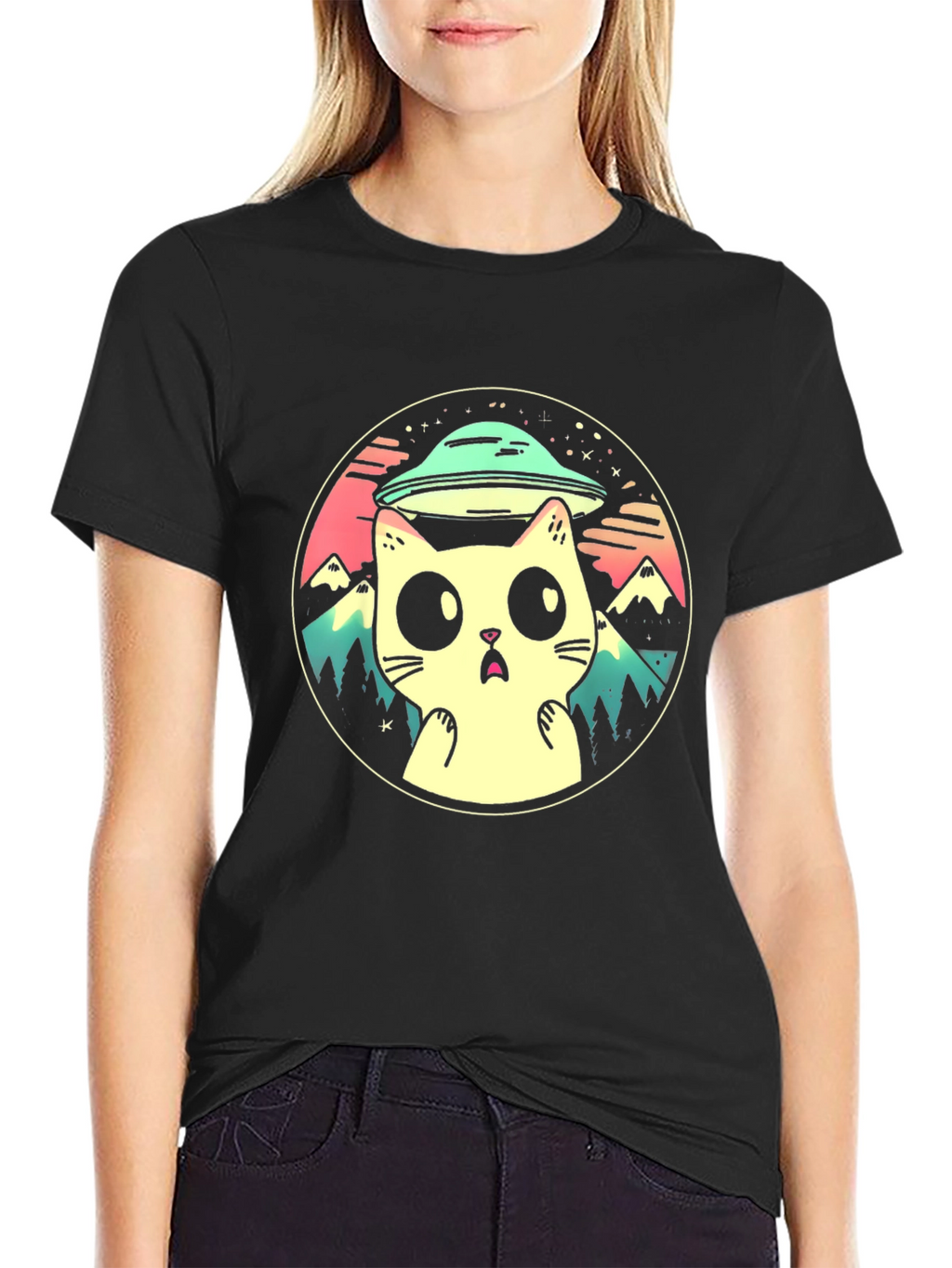 Cat Abduction T-Shirt - UFO Kitty Design