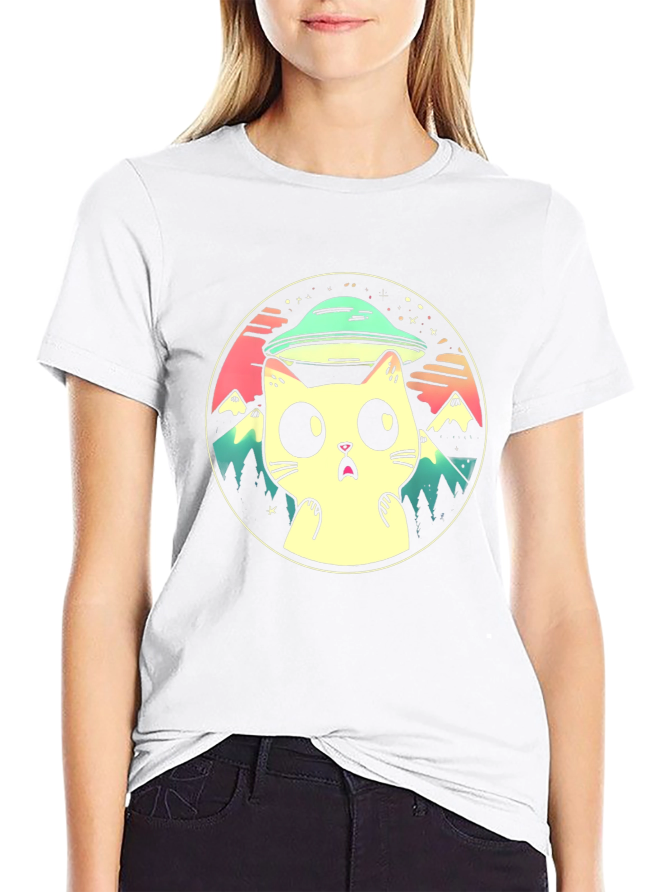 Cat Abduction T-Shirt - UFO Kitty Design