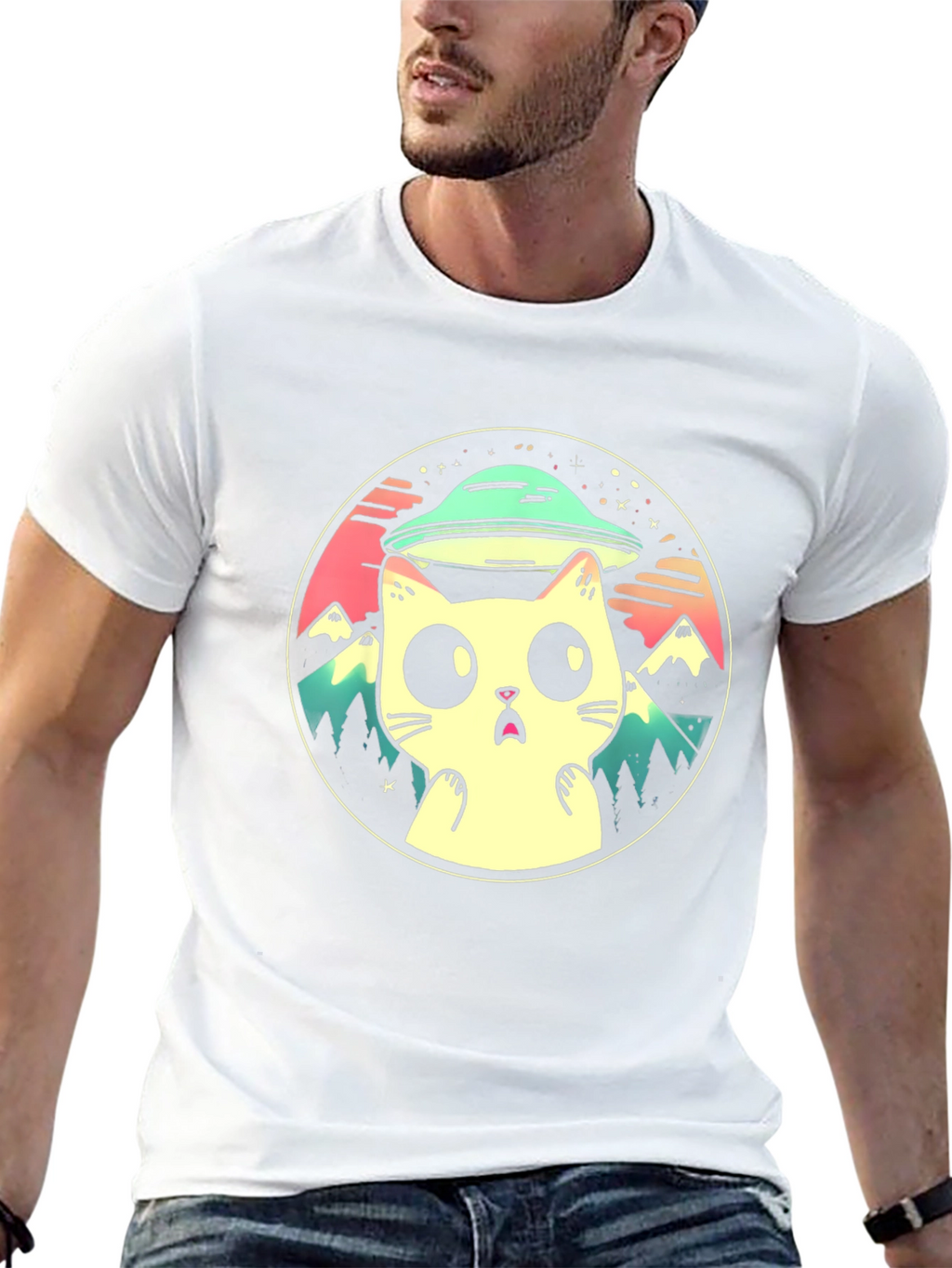Cat Abduction T-Shirt - UFO Kitty Design