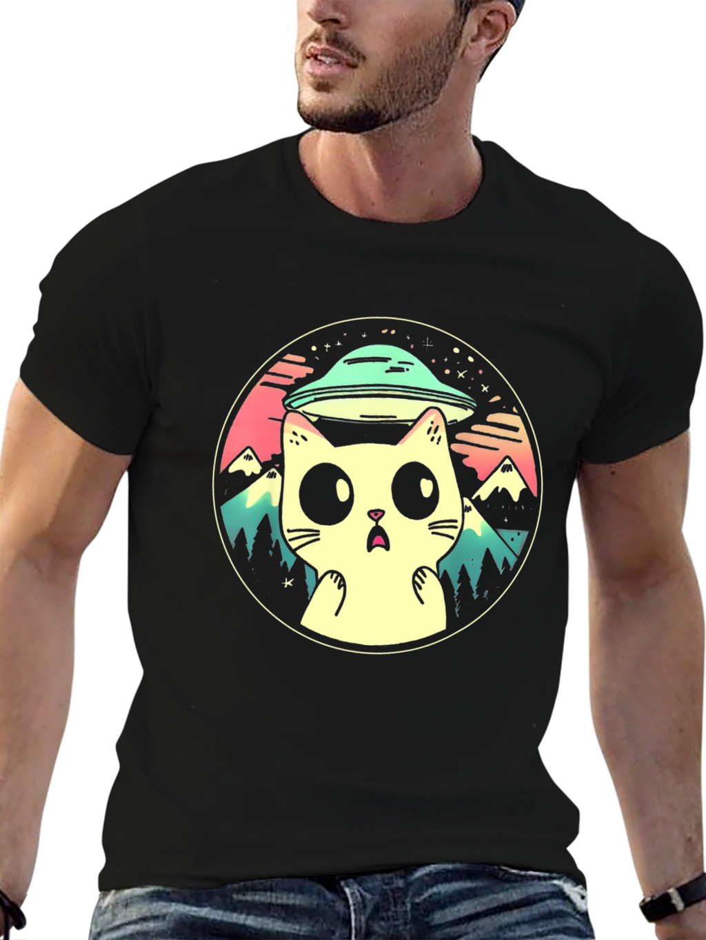 Cat Abduction T-Shirt - UFO Kitty Design