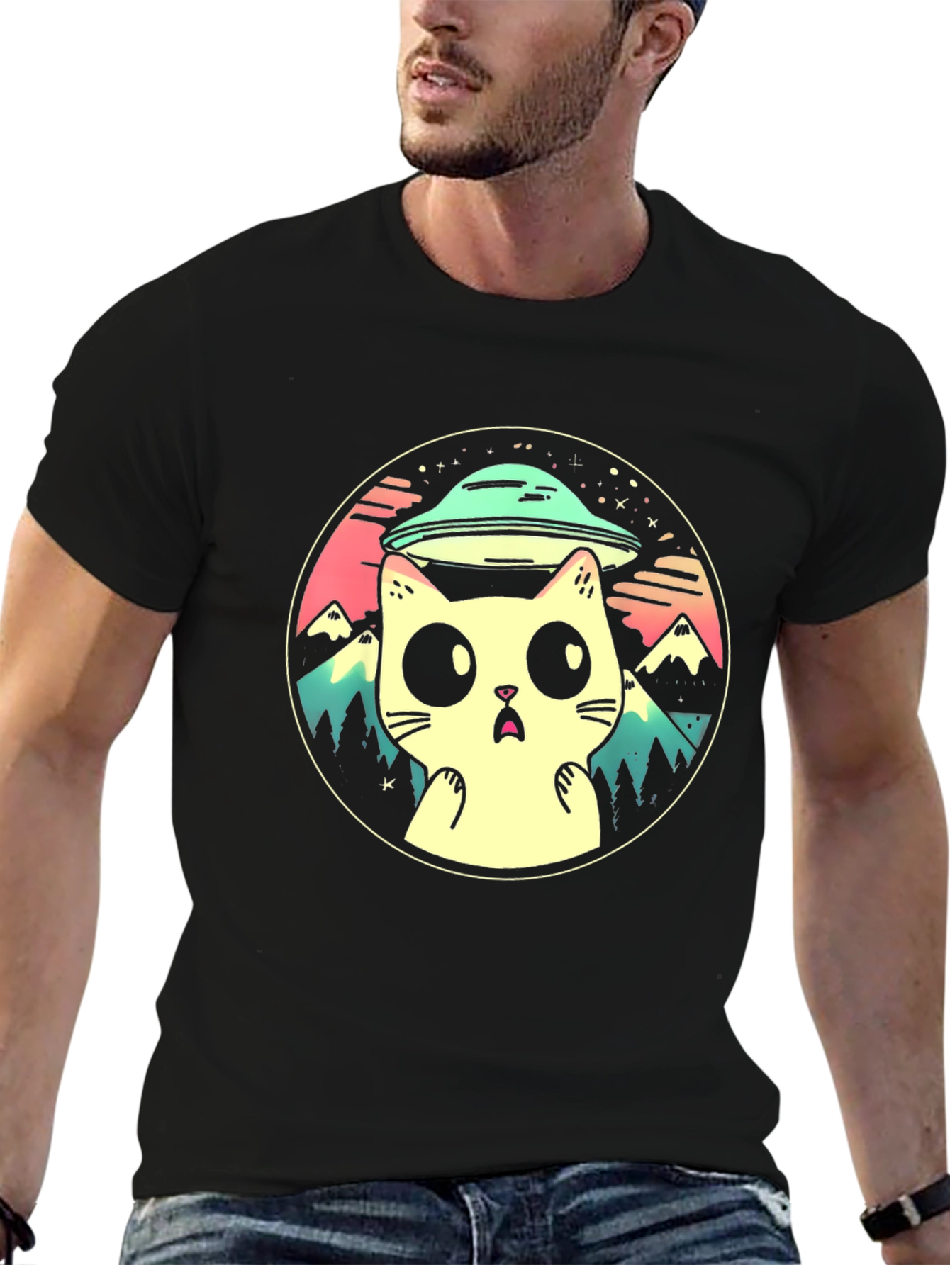 Cat Abduction T-Shirt - UFO Kitty Design