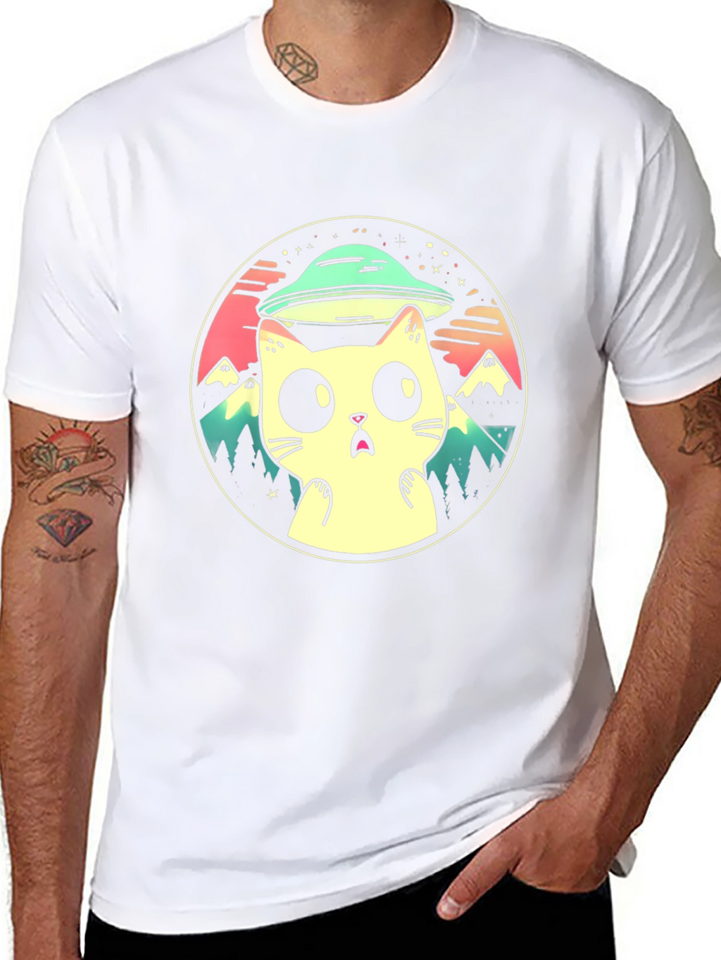 Cat Abduction T-Shirt - UFO Kitty Design