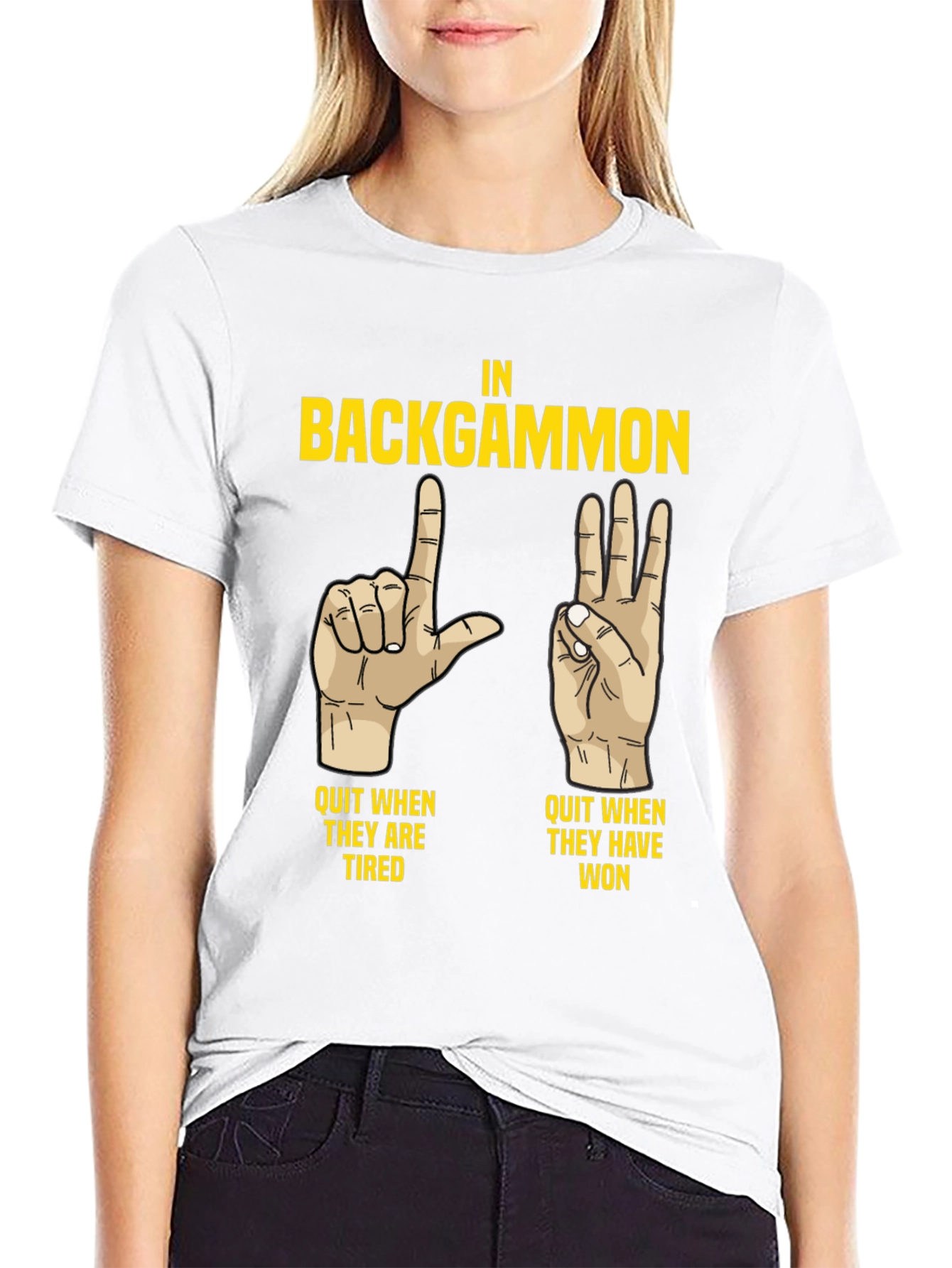 Backgammon Funny T-Shirt: Quit When Tired/Won