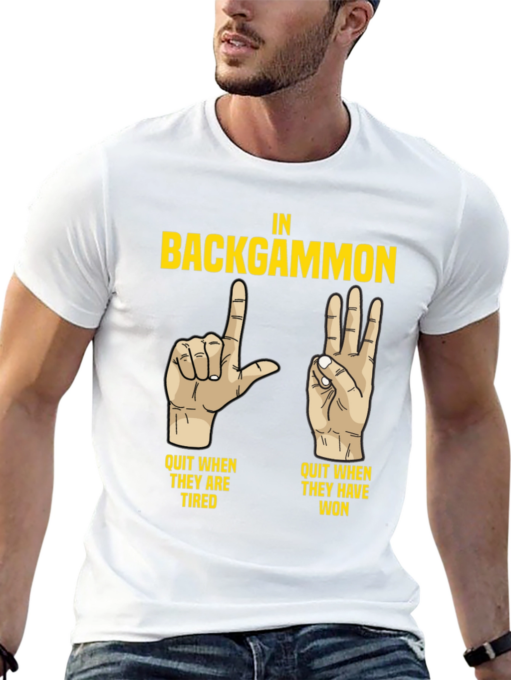 Backgammon Funny T-Shirt: Quit When Tired/Won