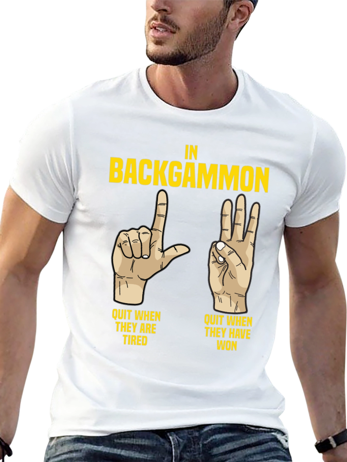 Backgammon Funny T-Shirt: Quit When Tired/Won