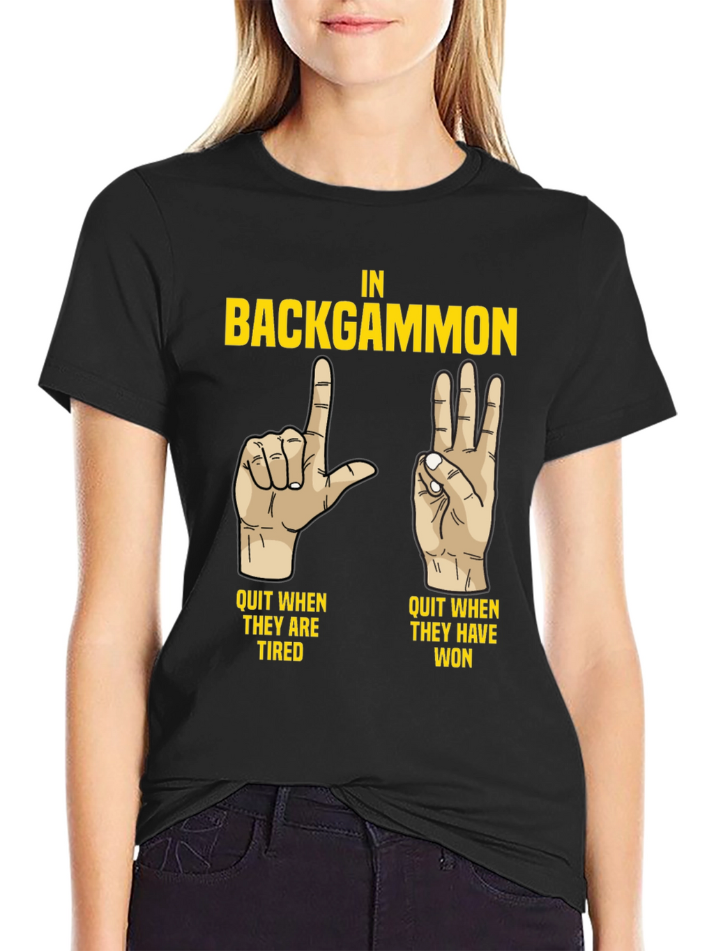 Backgammon Funny T-Shirt: Quit When Tired/Won