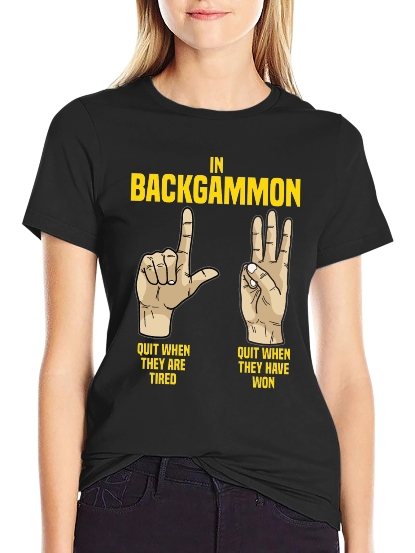Backgammon Funny T-Shirt: Quit When Tired/Won