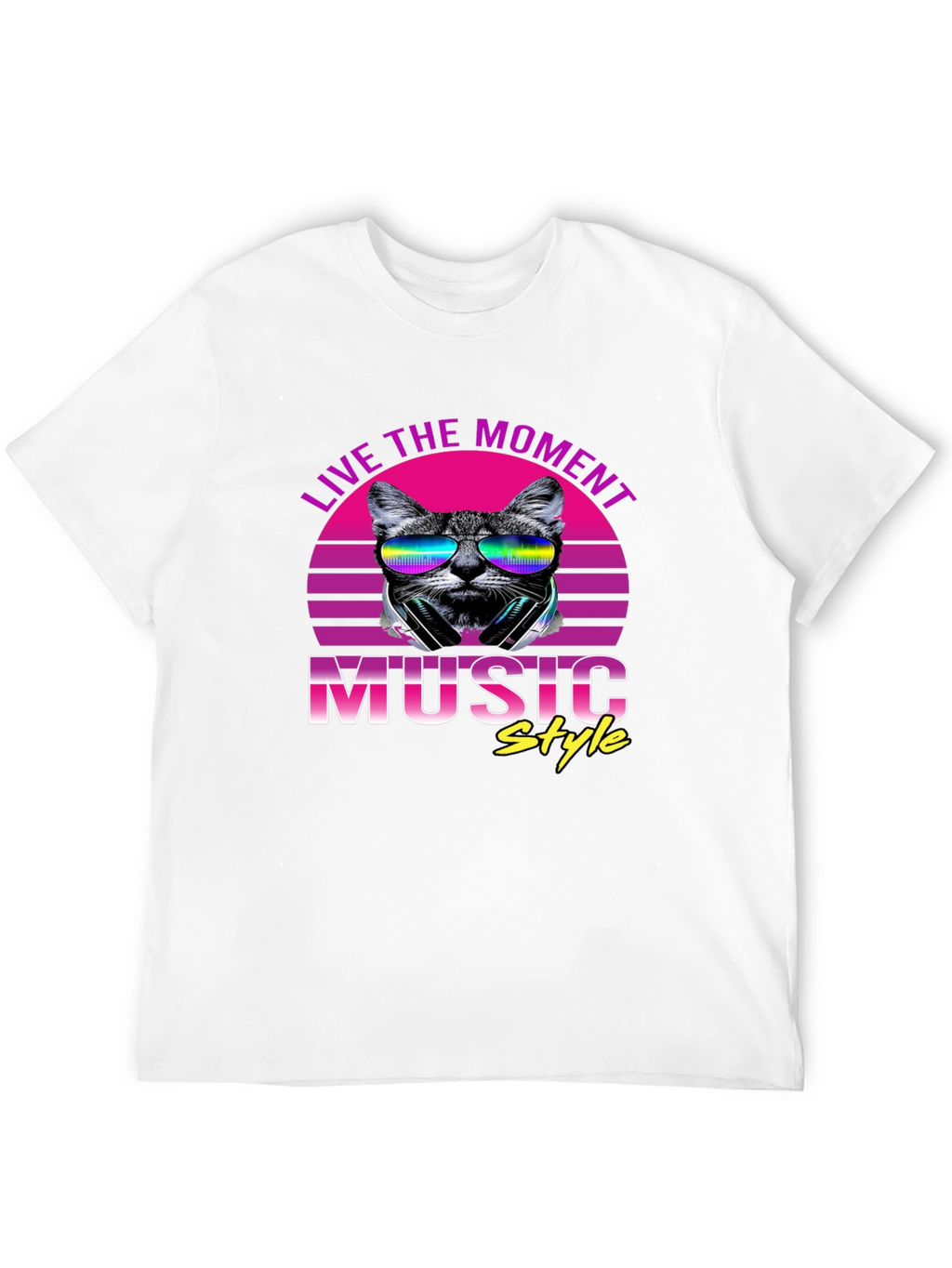 Retro Cat Music Style T-Shirt