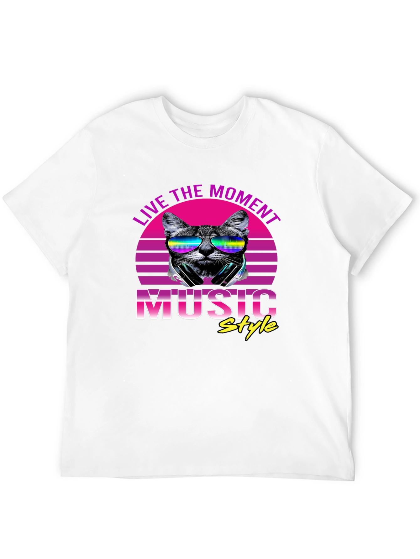Retro Cat Music Style T-Shirt
