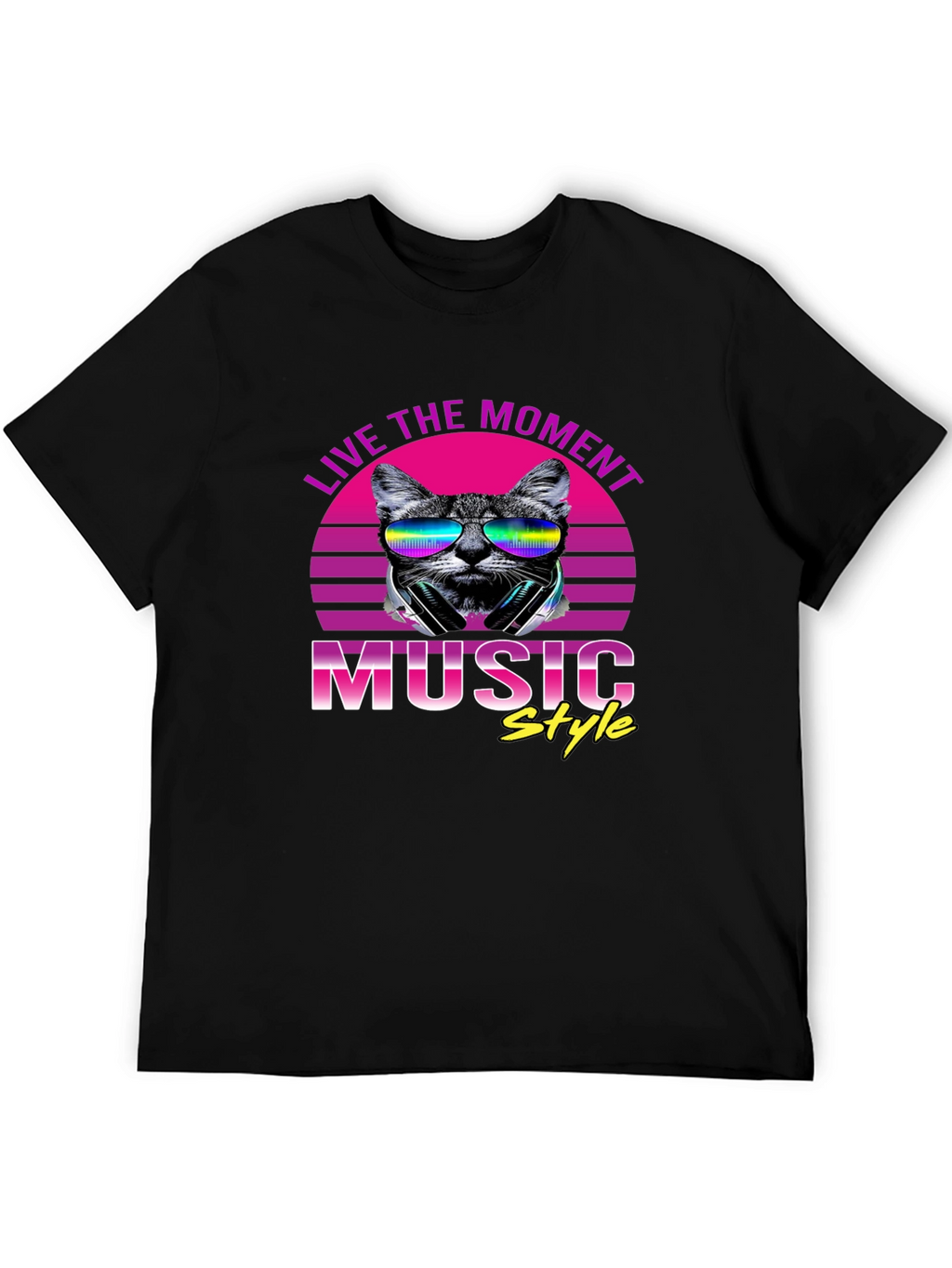 Retro Cat Music Style T-Shirt