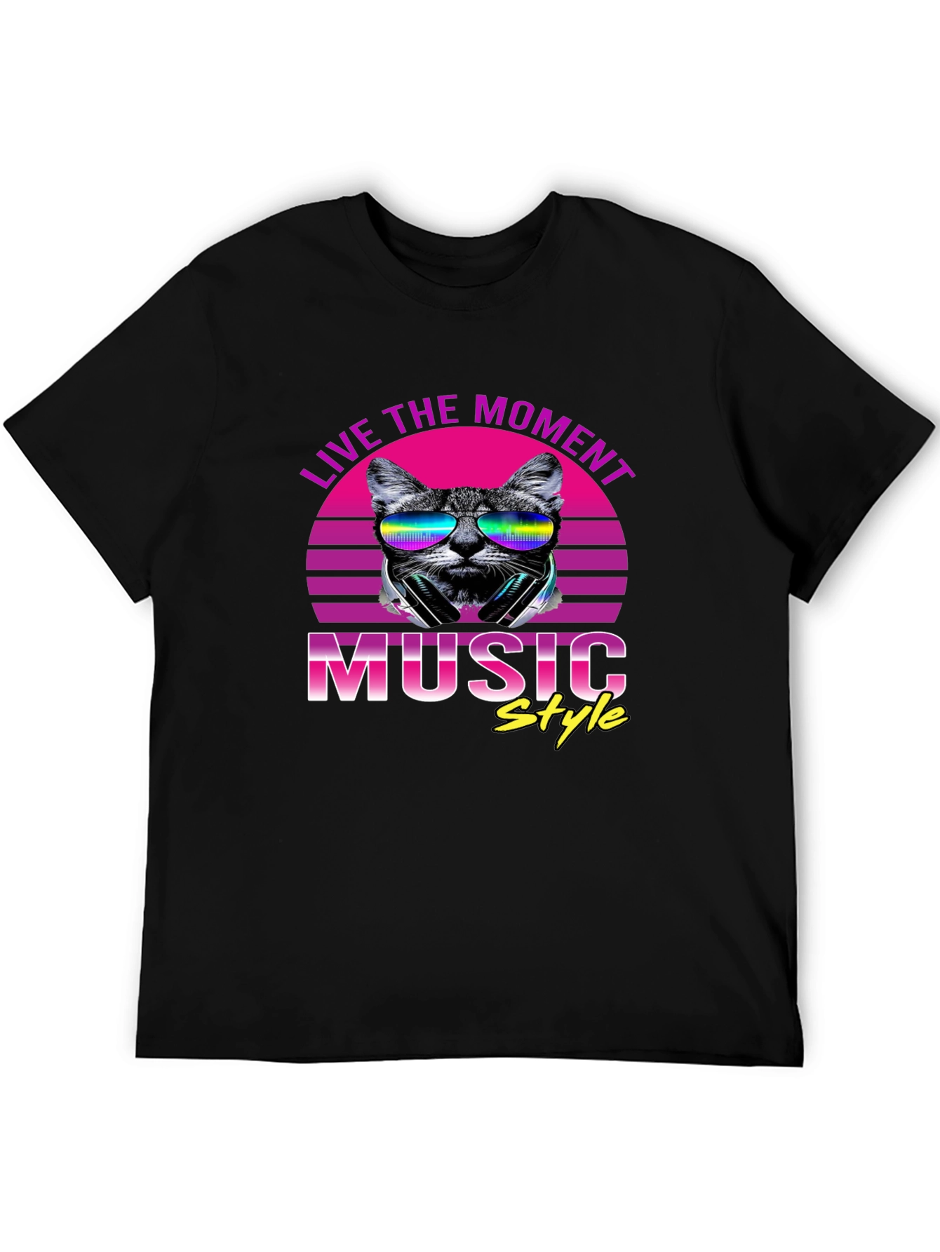 Retro Cat Music Style T-Shirt