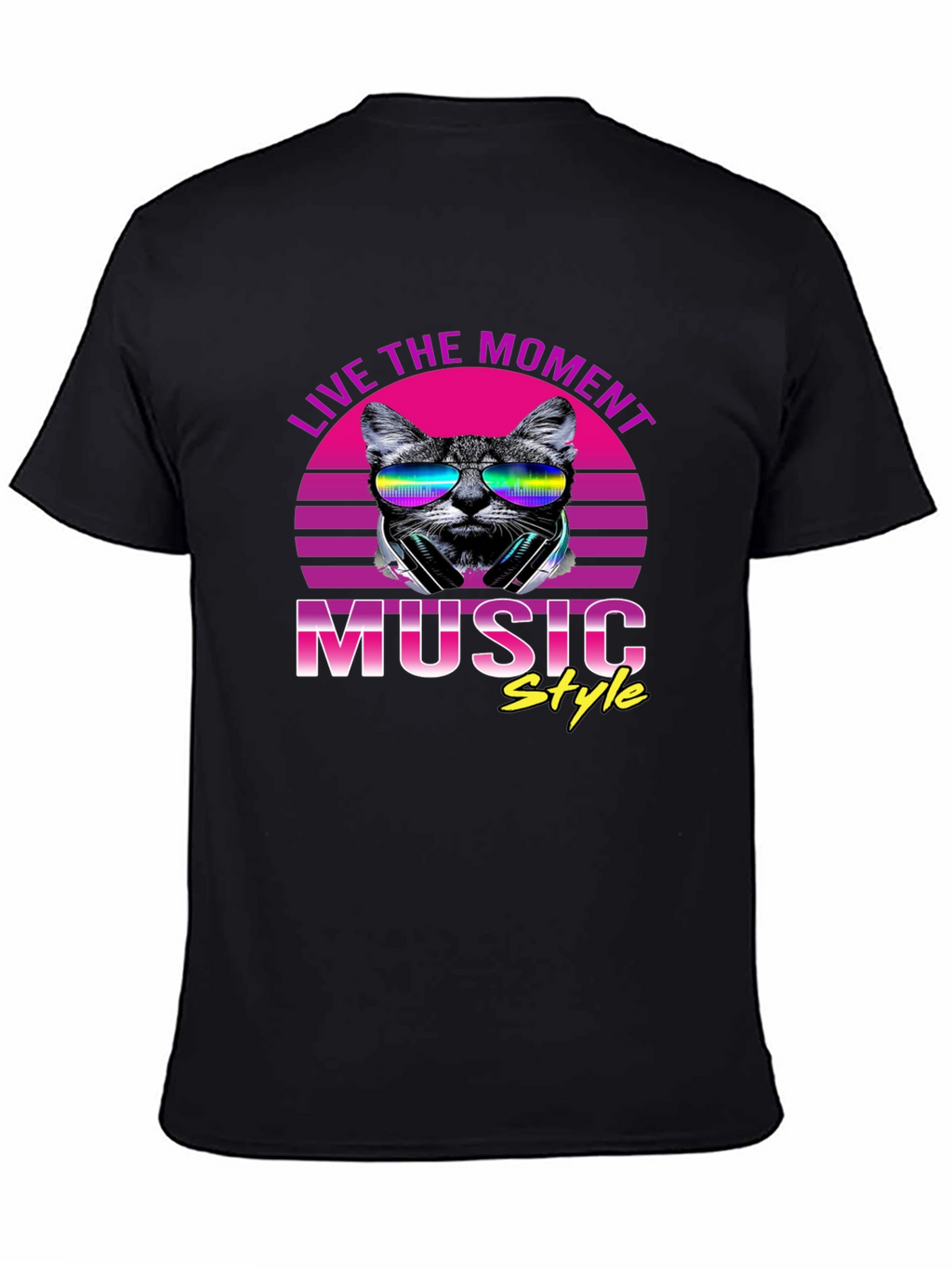 Retro Cat Music Style T-Shirt